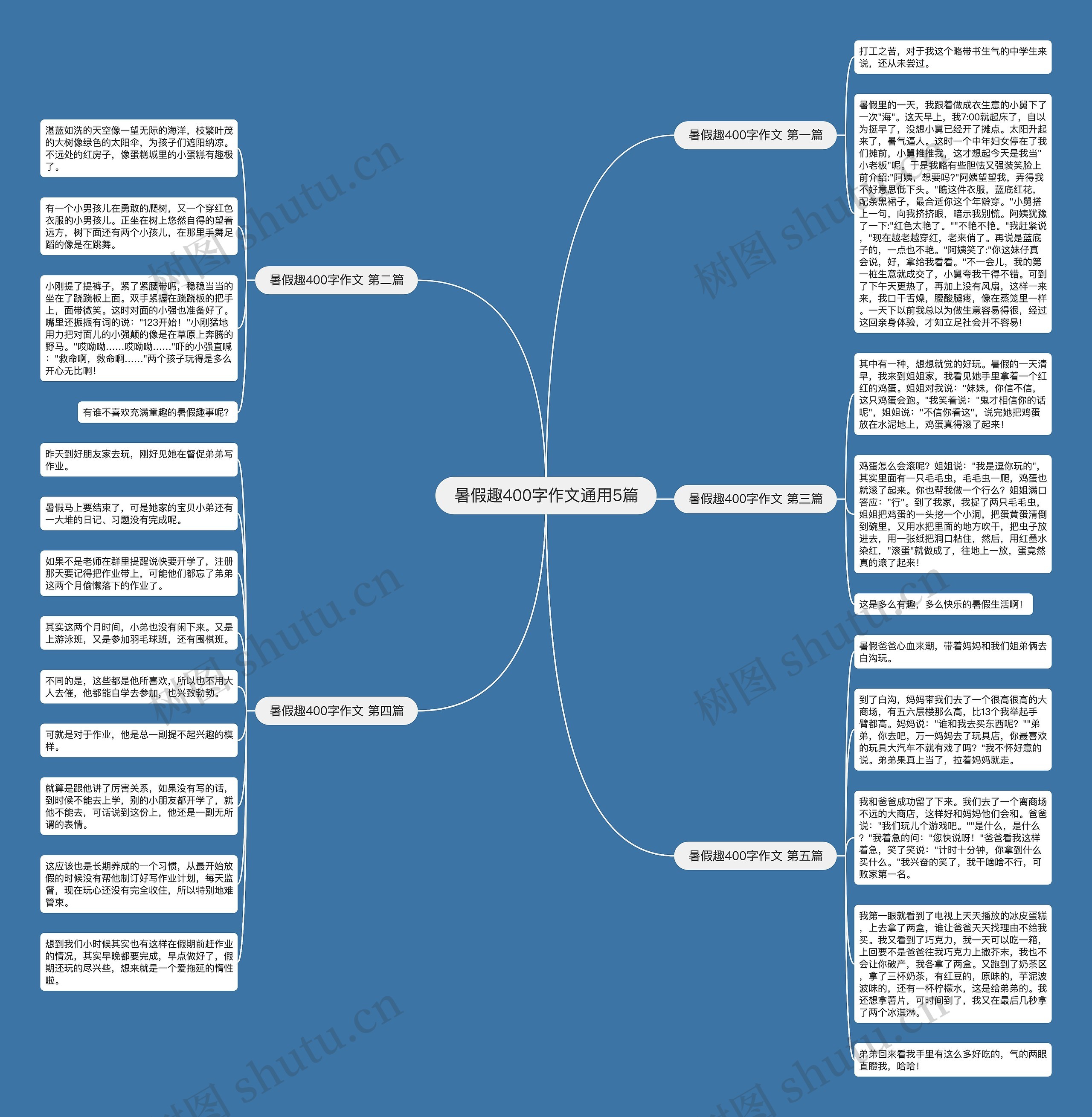 暑假趣400字作文通用5篇思维导图