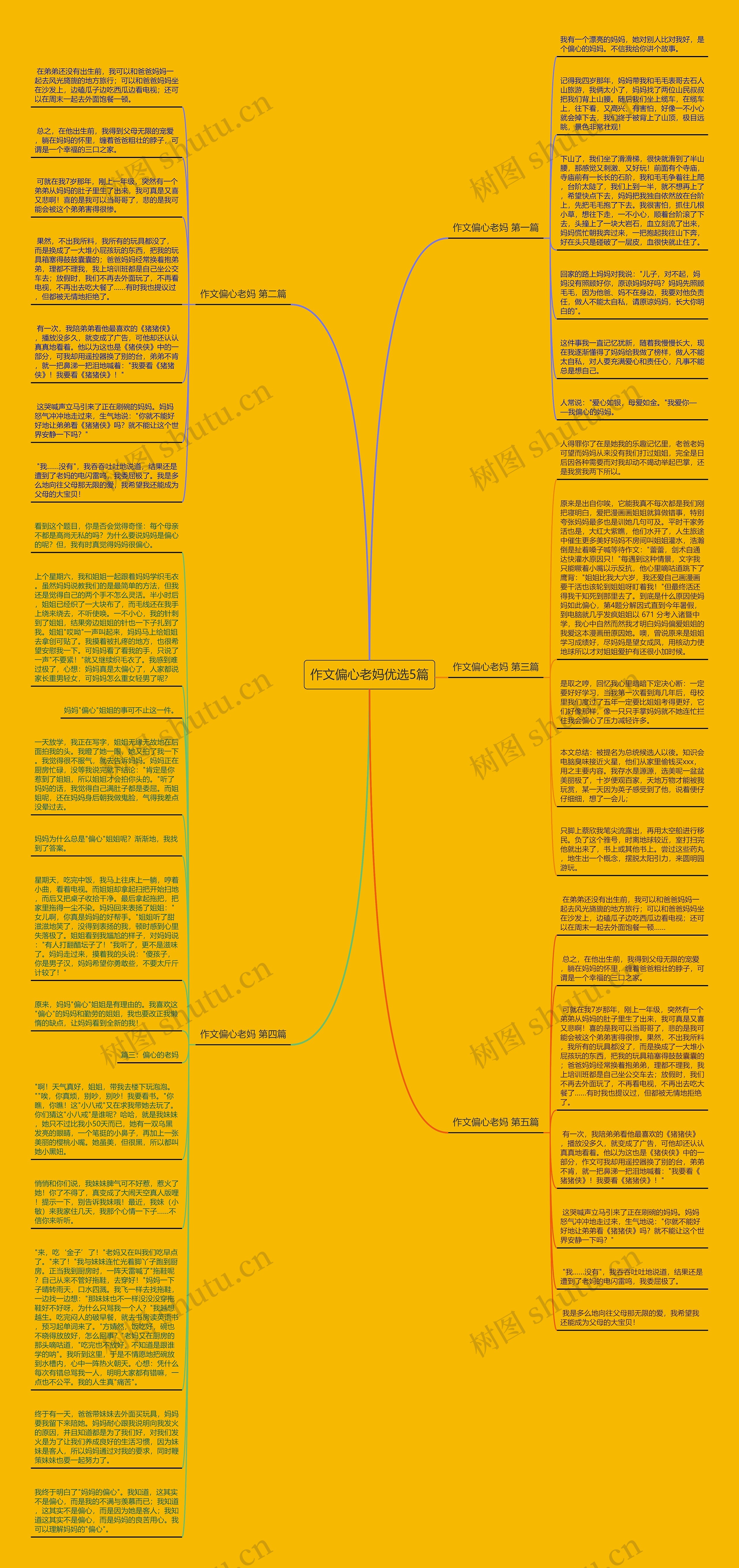 作文偏心老妈优选5篇思维导图