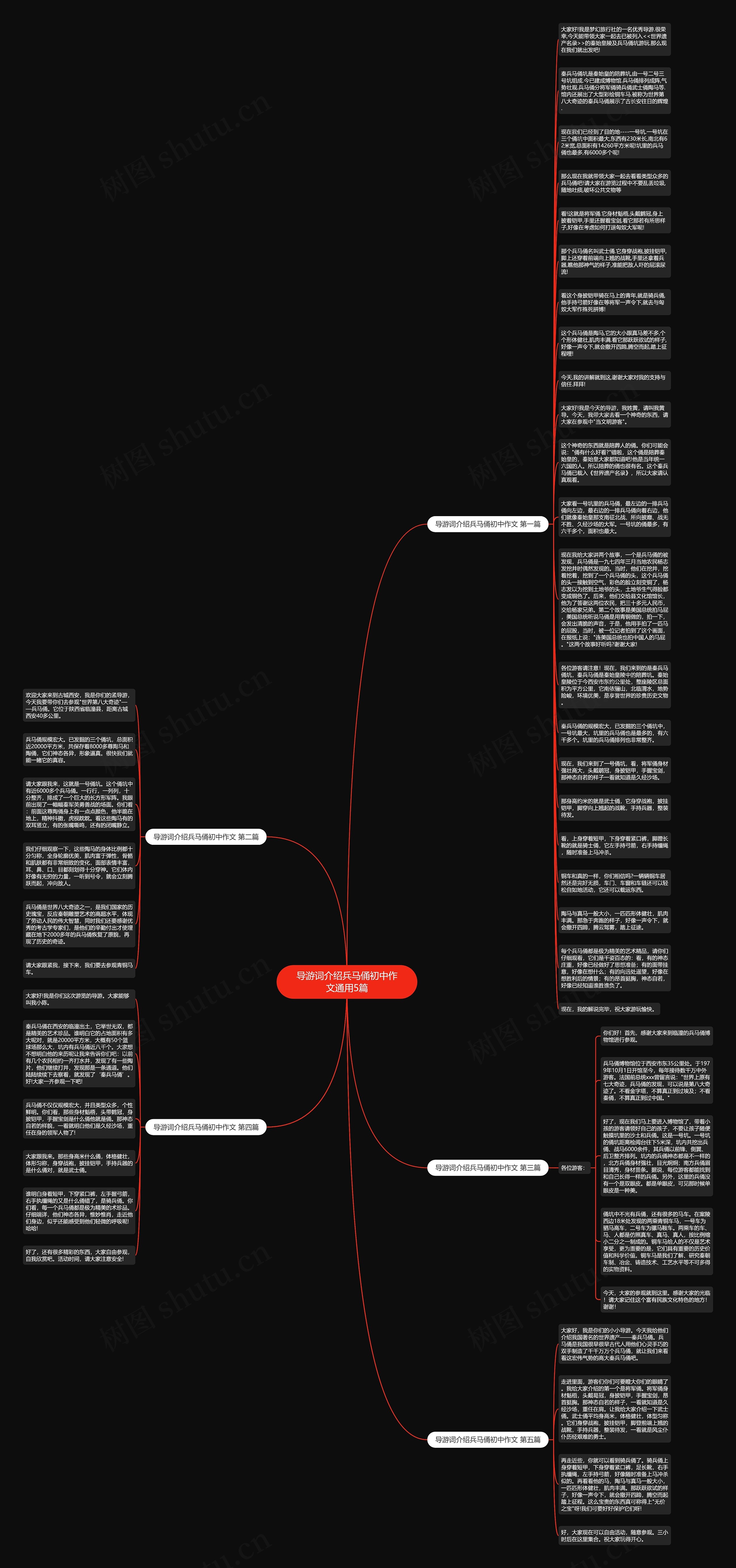 导游词介绍兵马俑初中作文通用5篇思维导图