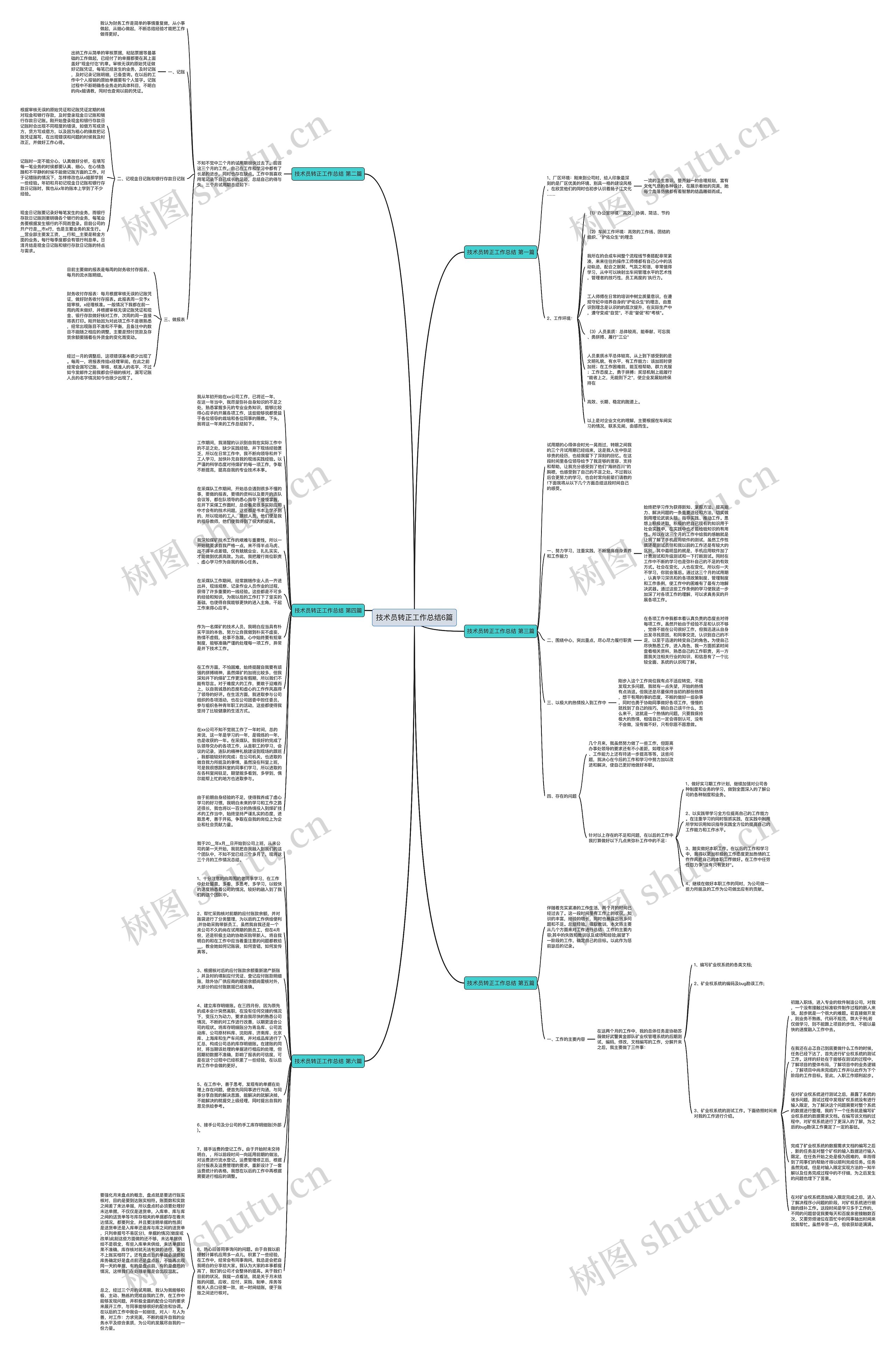 技术员转正工作总结6篇思维导图
