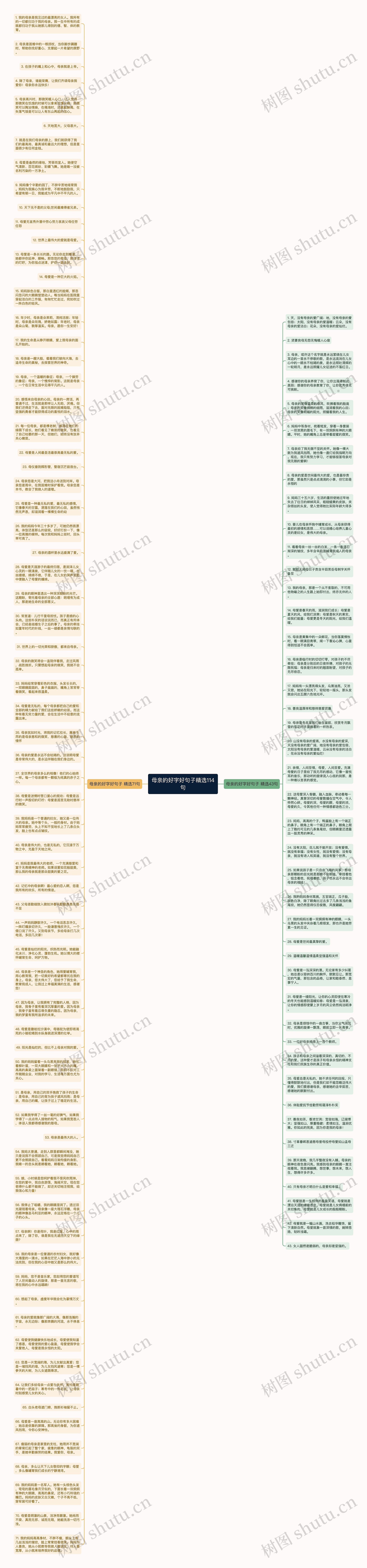 母亲的好字好句子精选114句思维导图