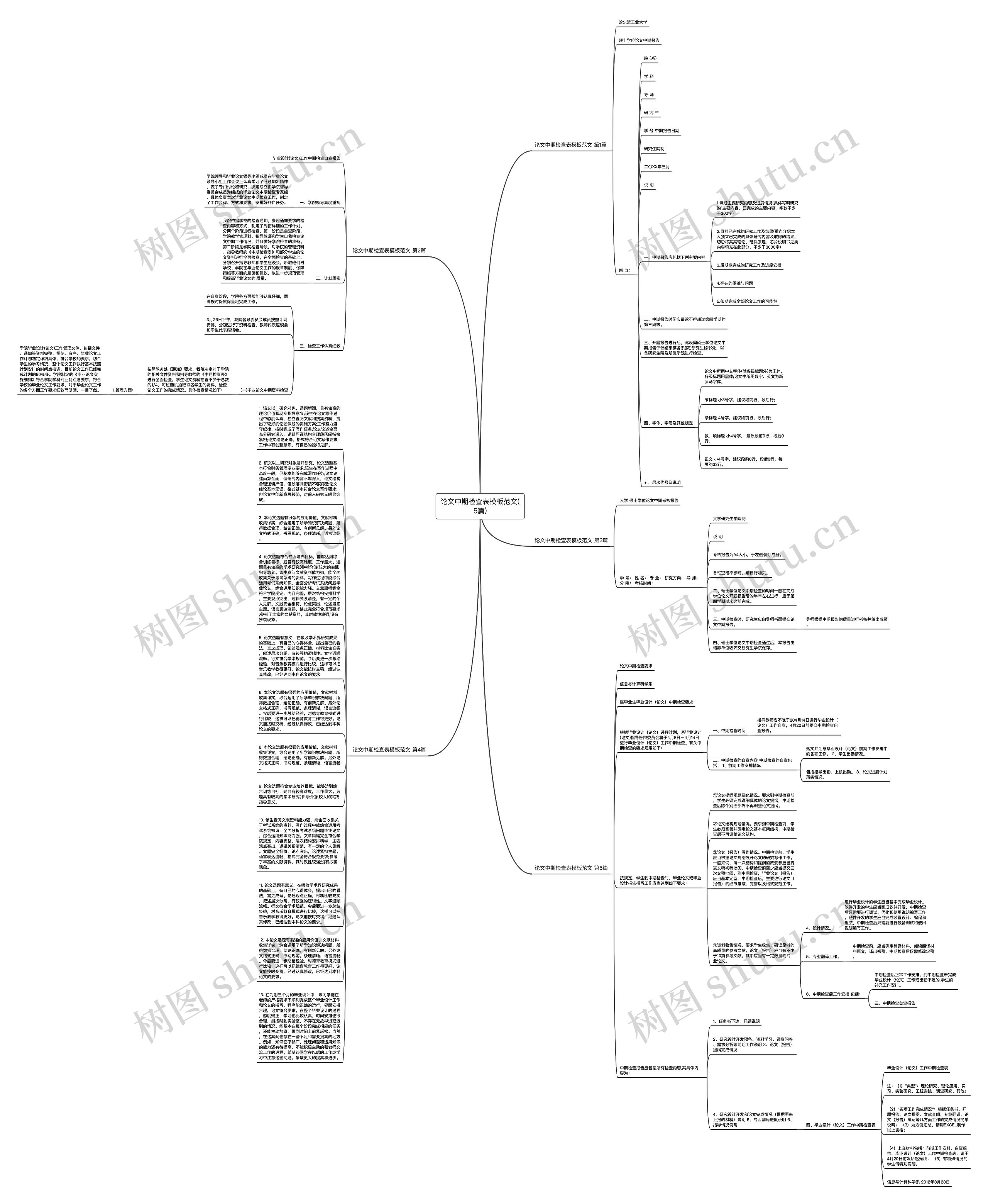 论文中期检查表范文(5篇)思维导图