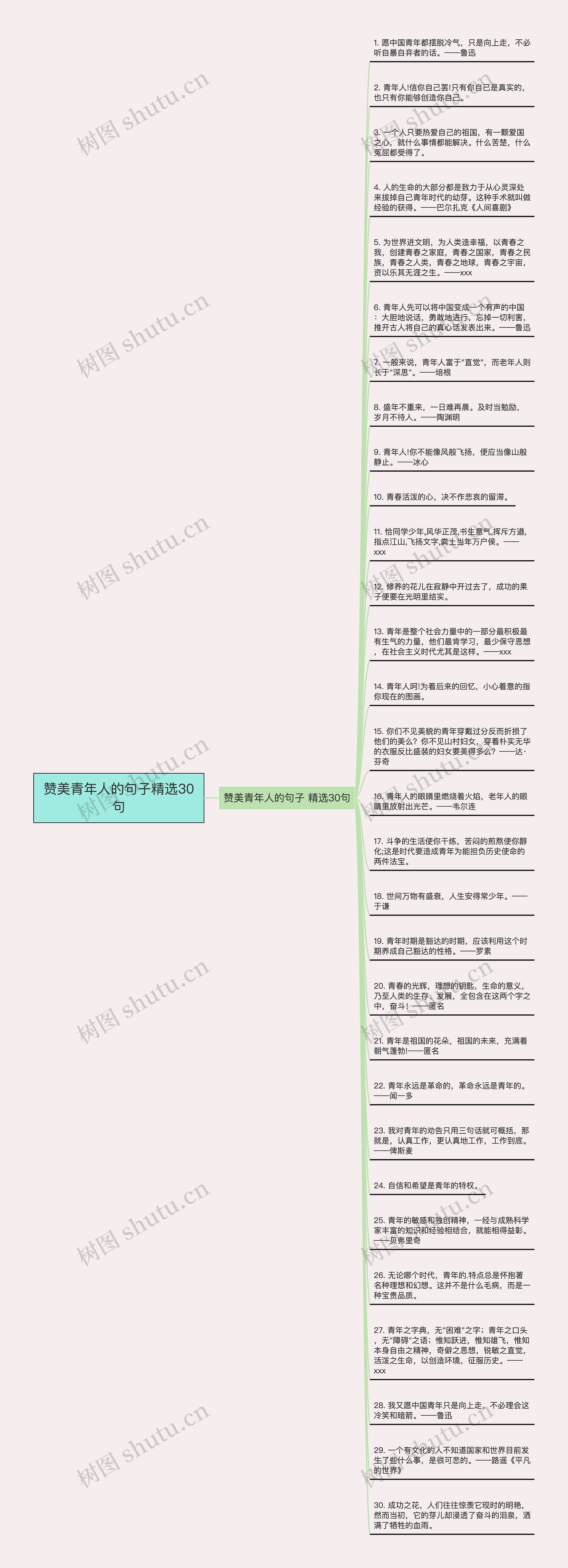 赞美青年人的句子精选30句思维导图