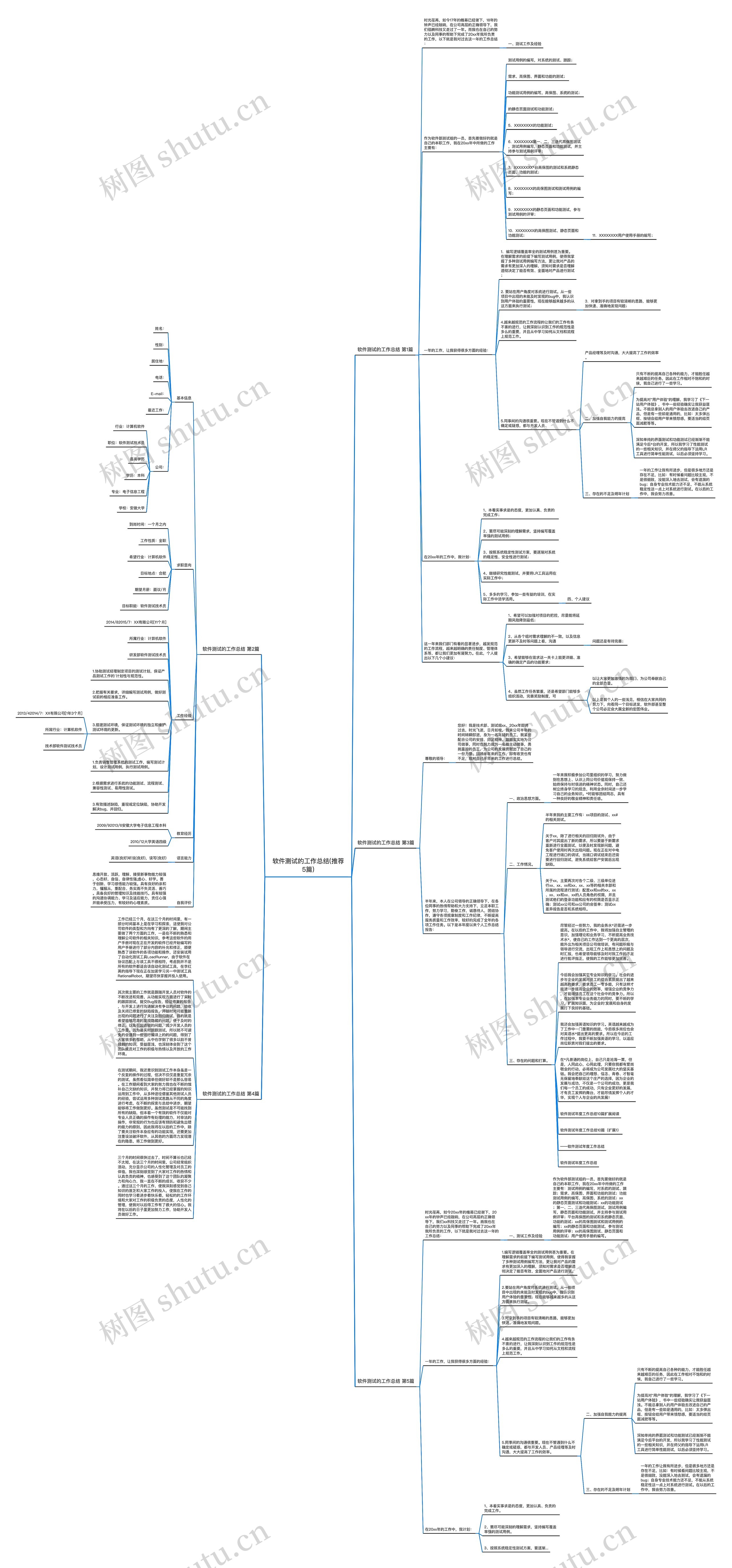 软件测试的工作总结(推荐5篇)思维导图