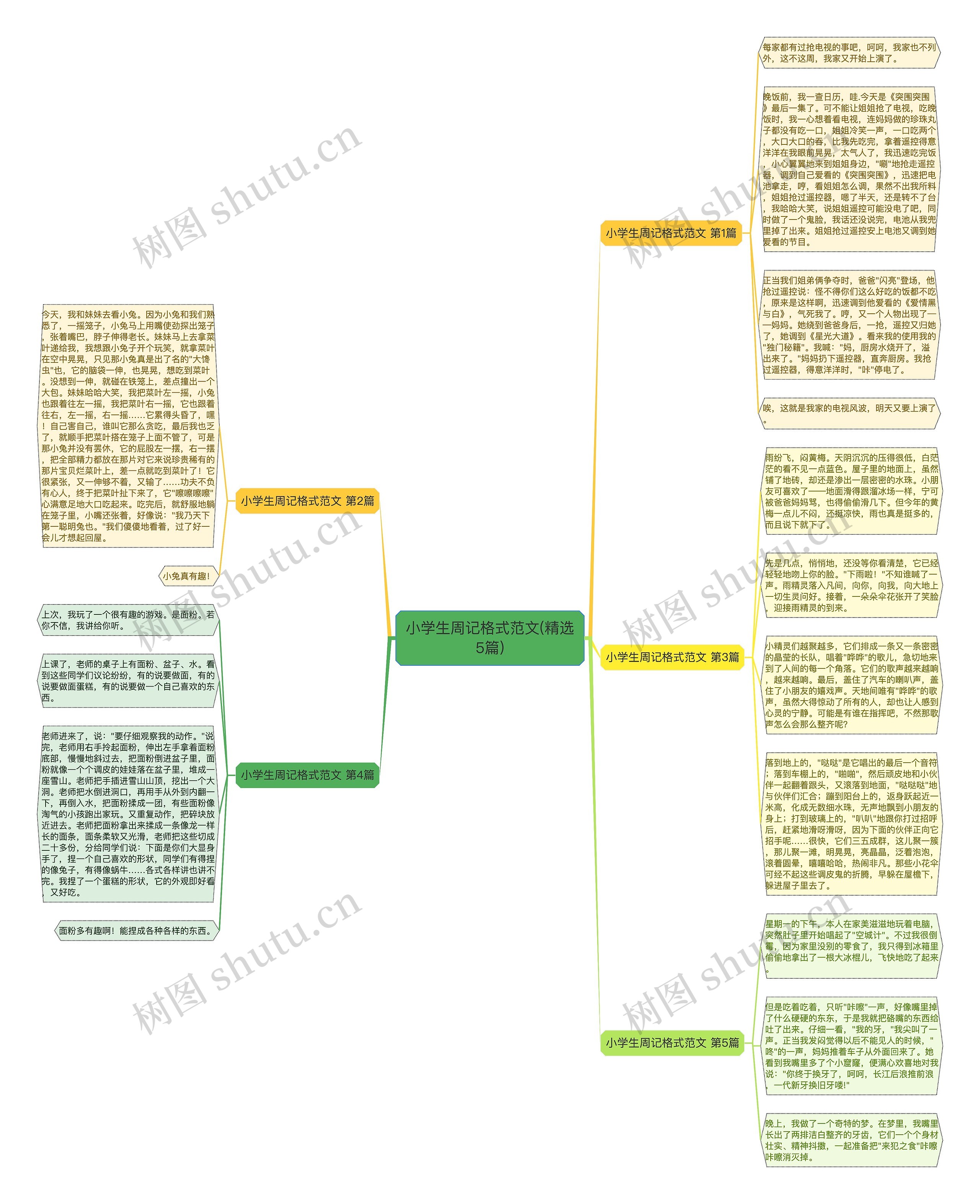 小学生周记格式范文(精选5篇)思维导图