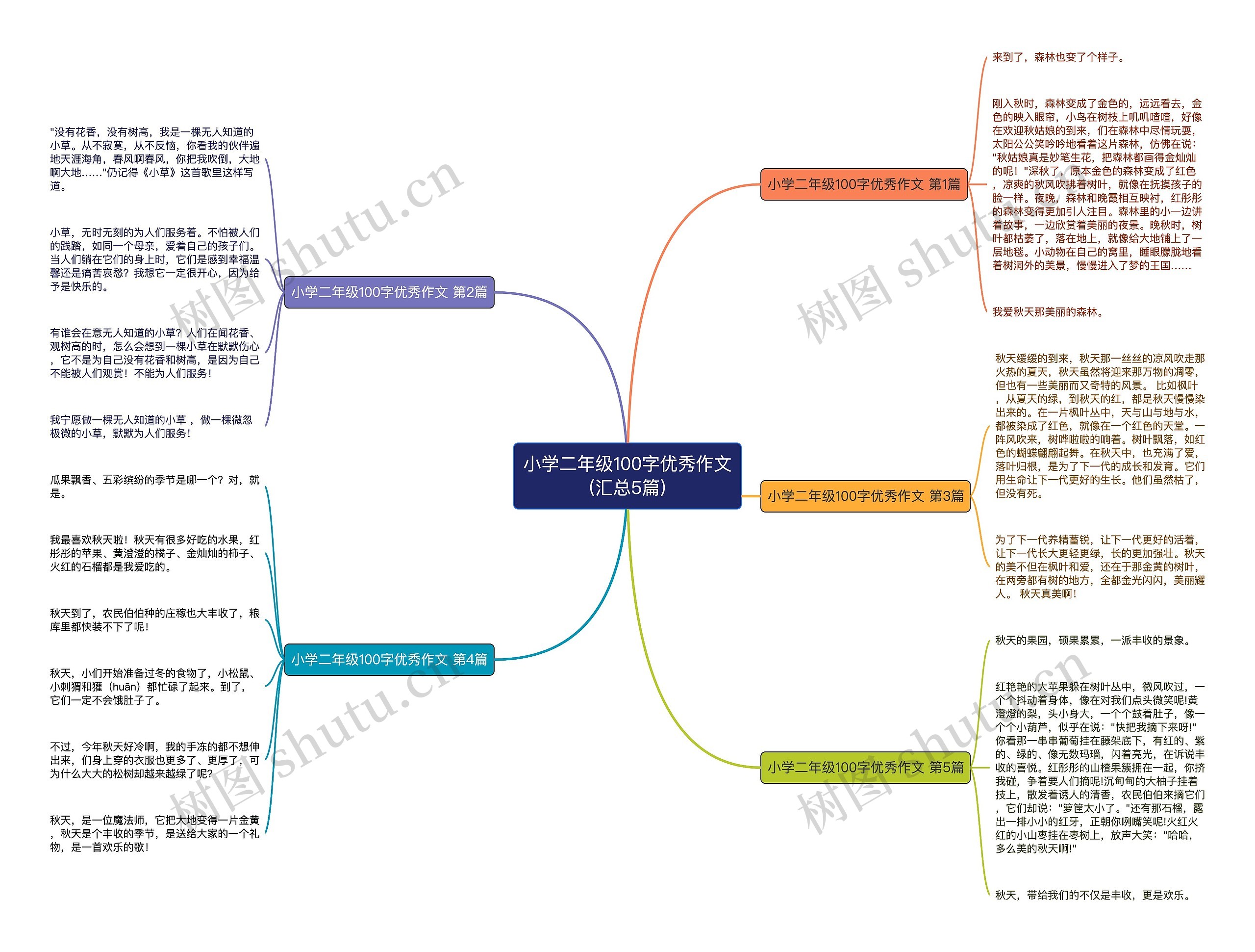 小学二年级100字优秀作文(汇总5篇)思维导图