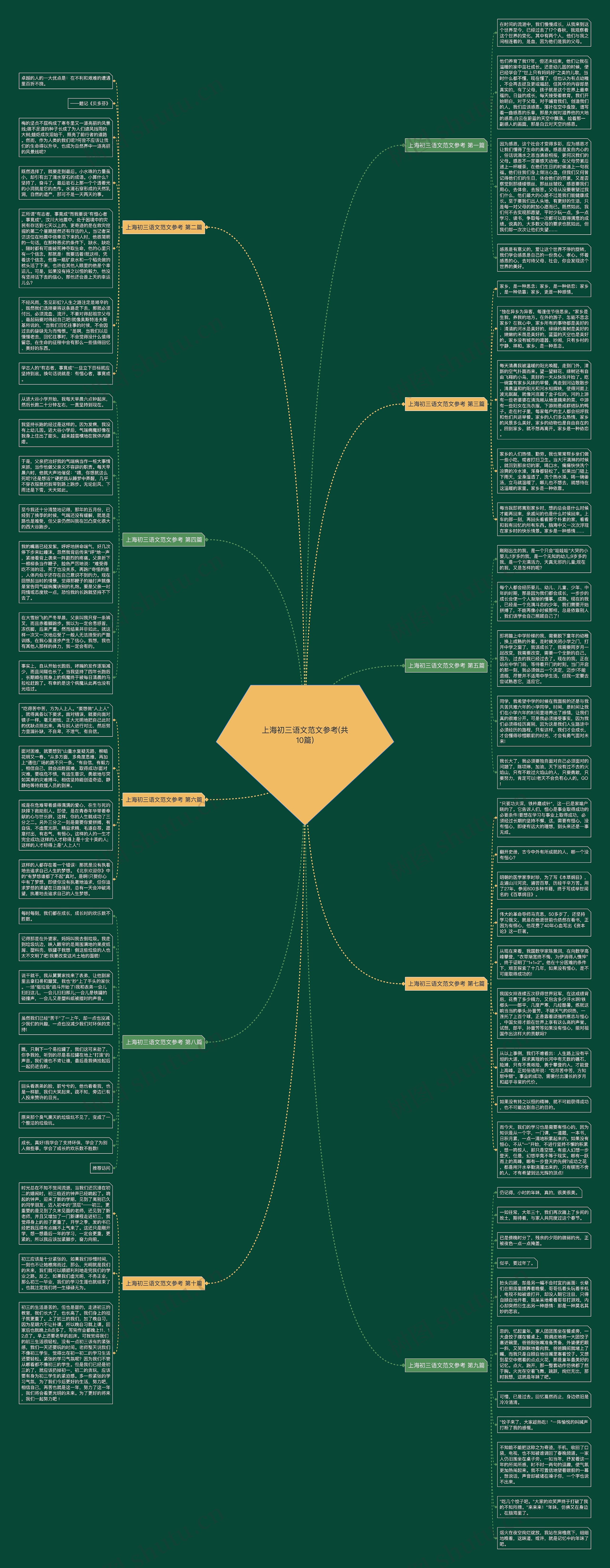 上海初三语文范文参考(共10篇)思维导图