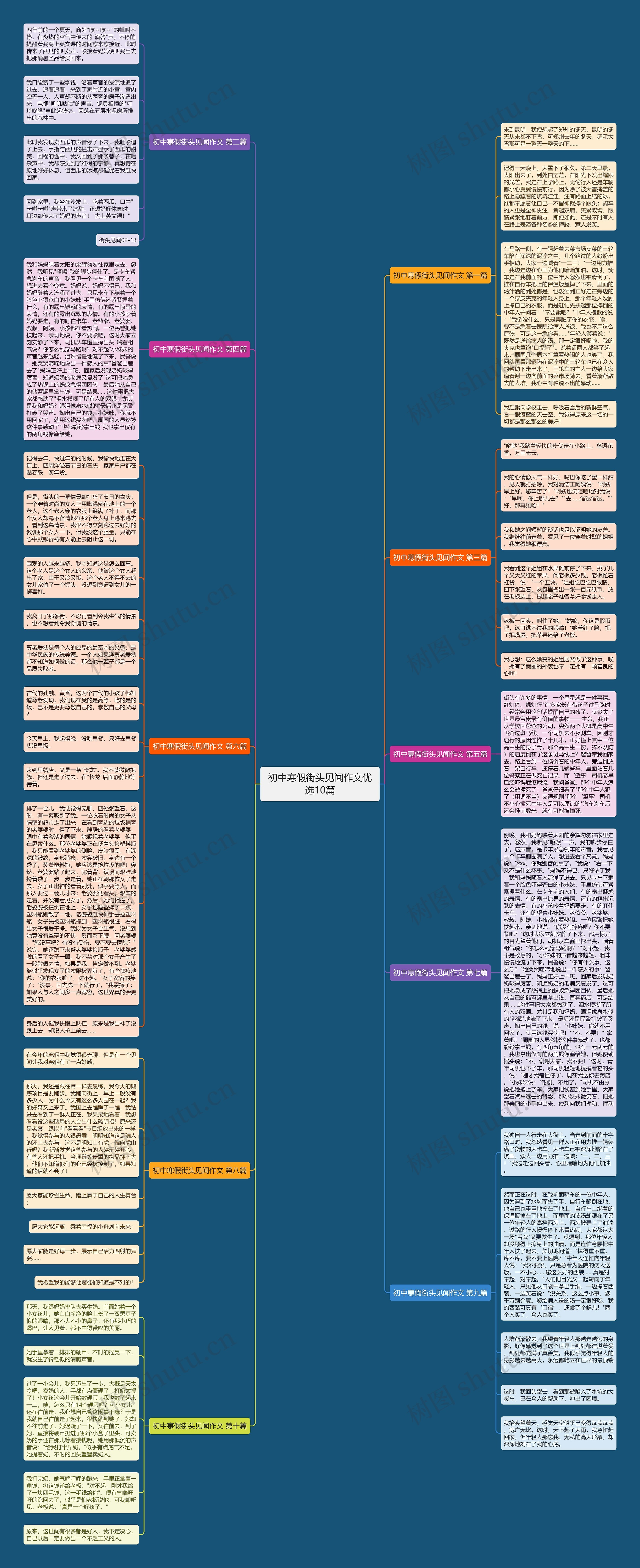 初中寒假街头见闻作文优选10篇思维导图