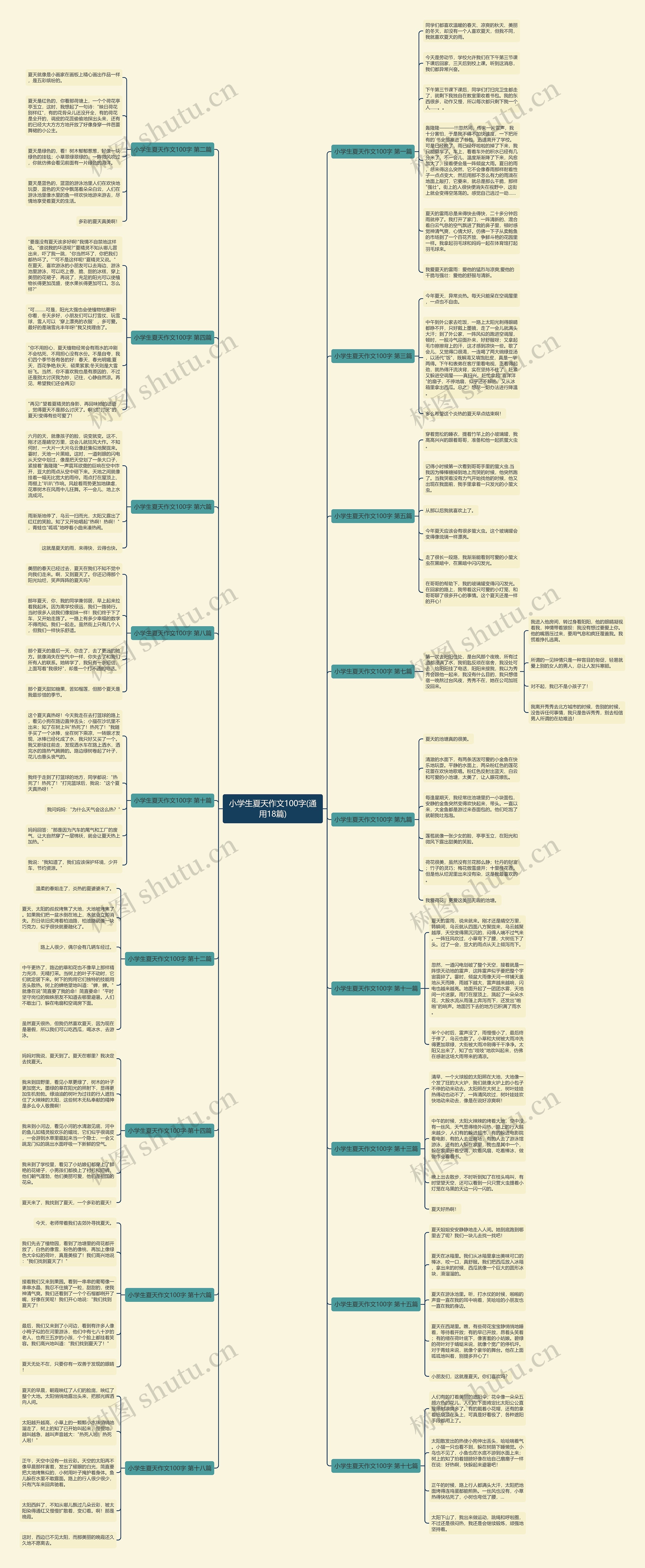 小学生夏天作文100字(通用18篇)思维导图