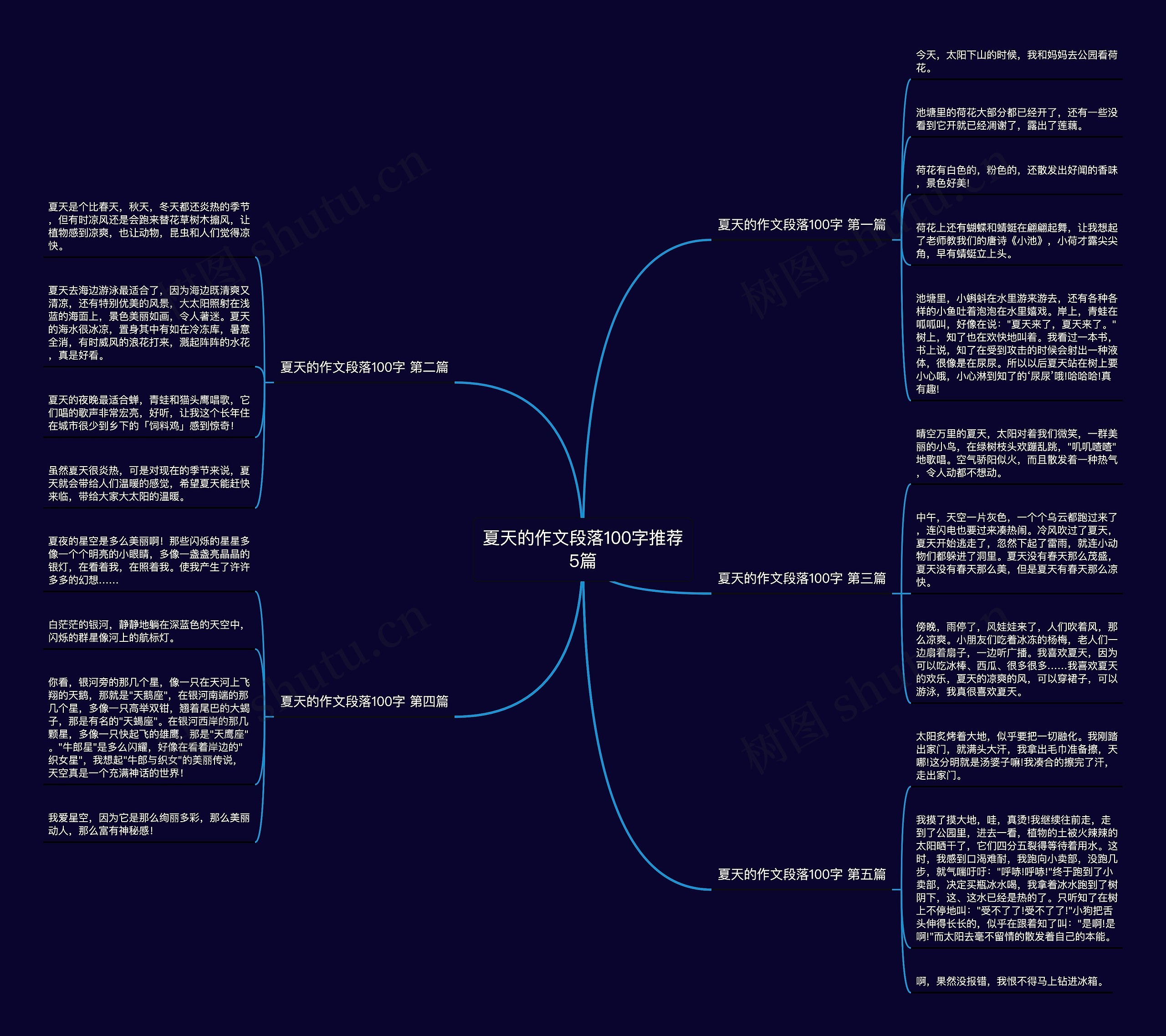 夏天的作文段落100字推荐5篇思维导图