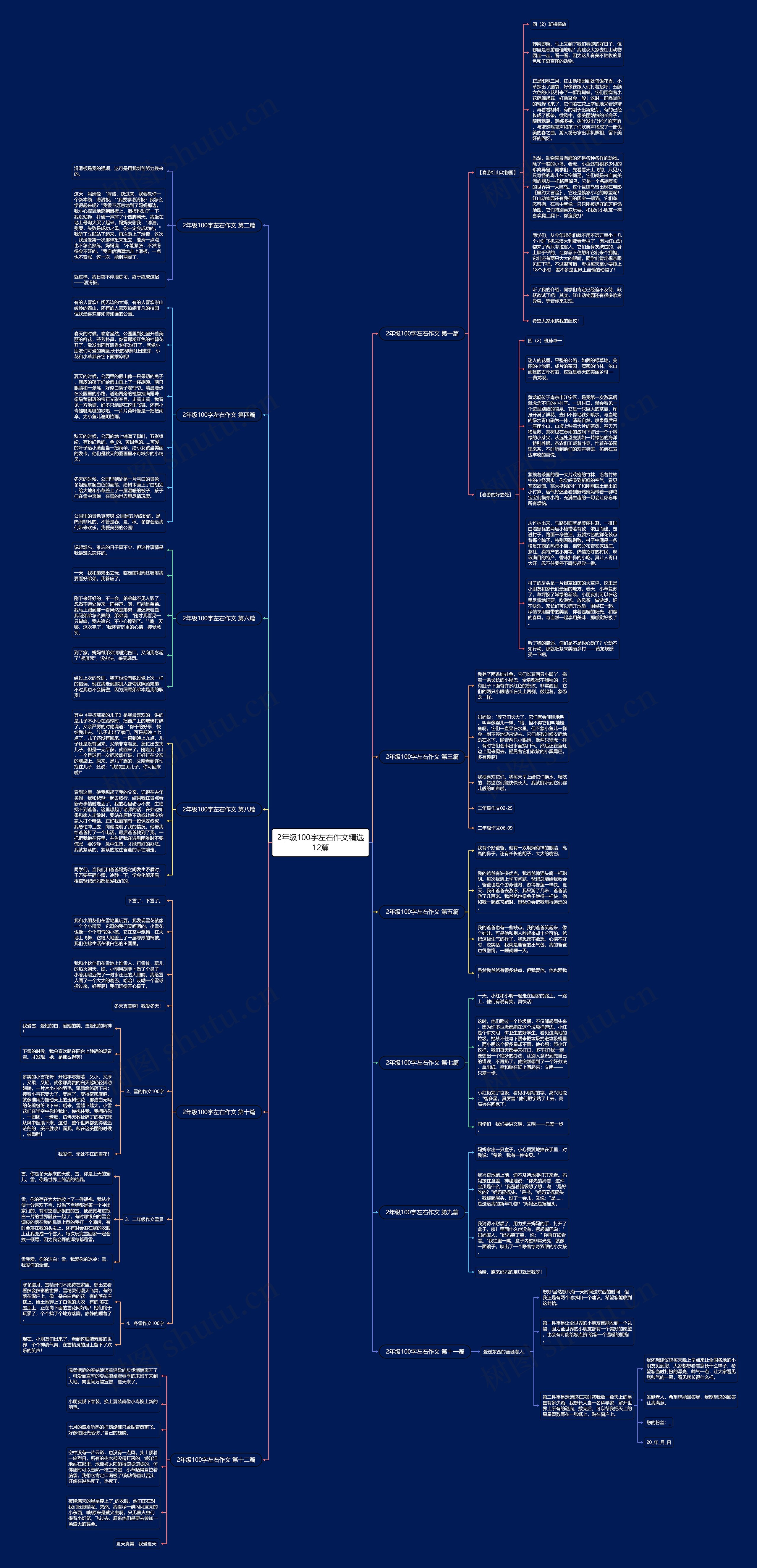 2年级100字左右作文精选12篇思维导图