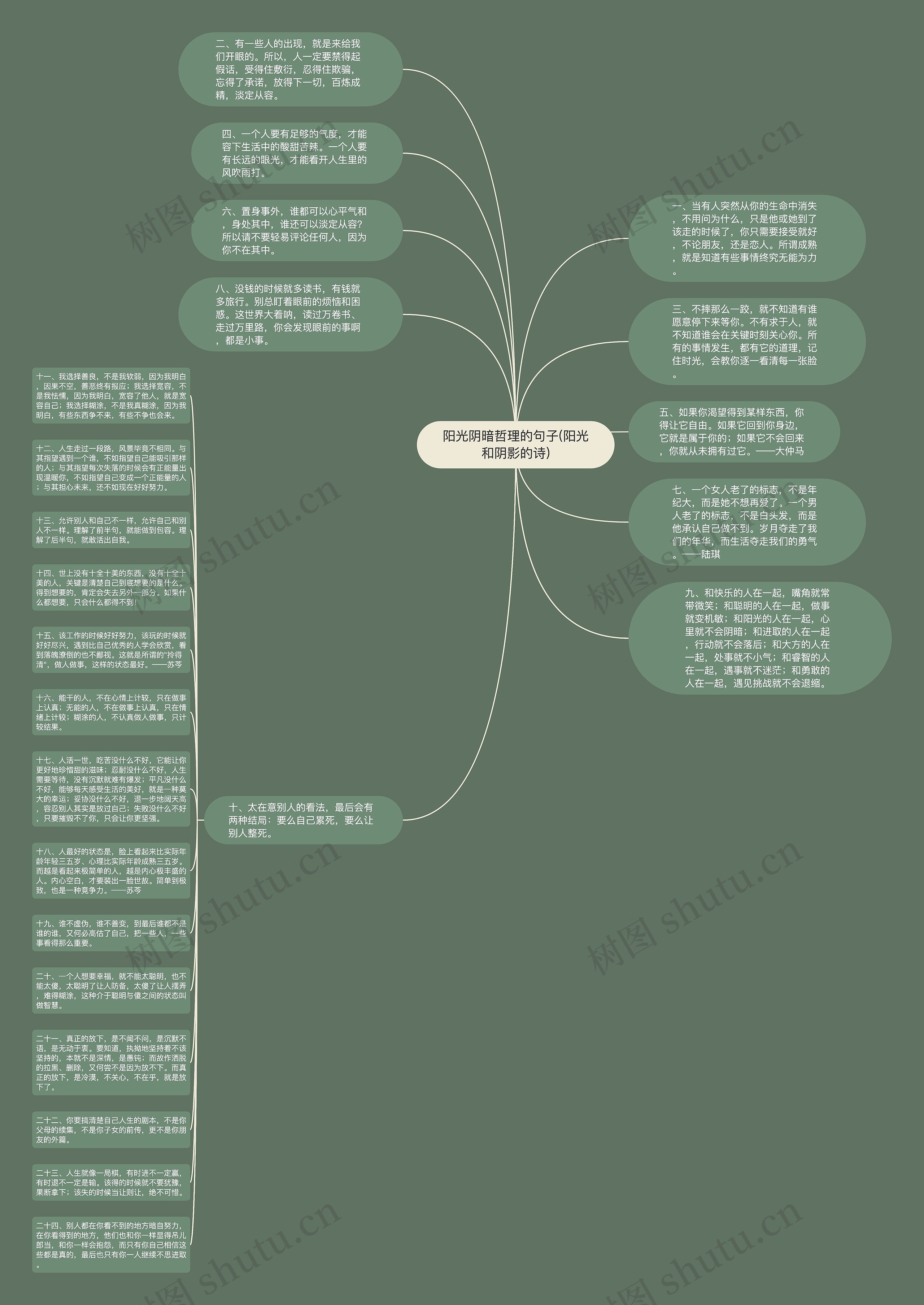 阳光阴暗哲理的句子(阳光和阴影的诗)思维导图