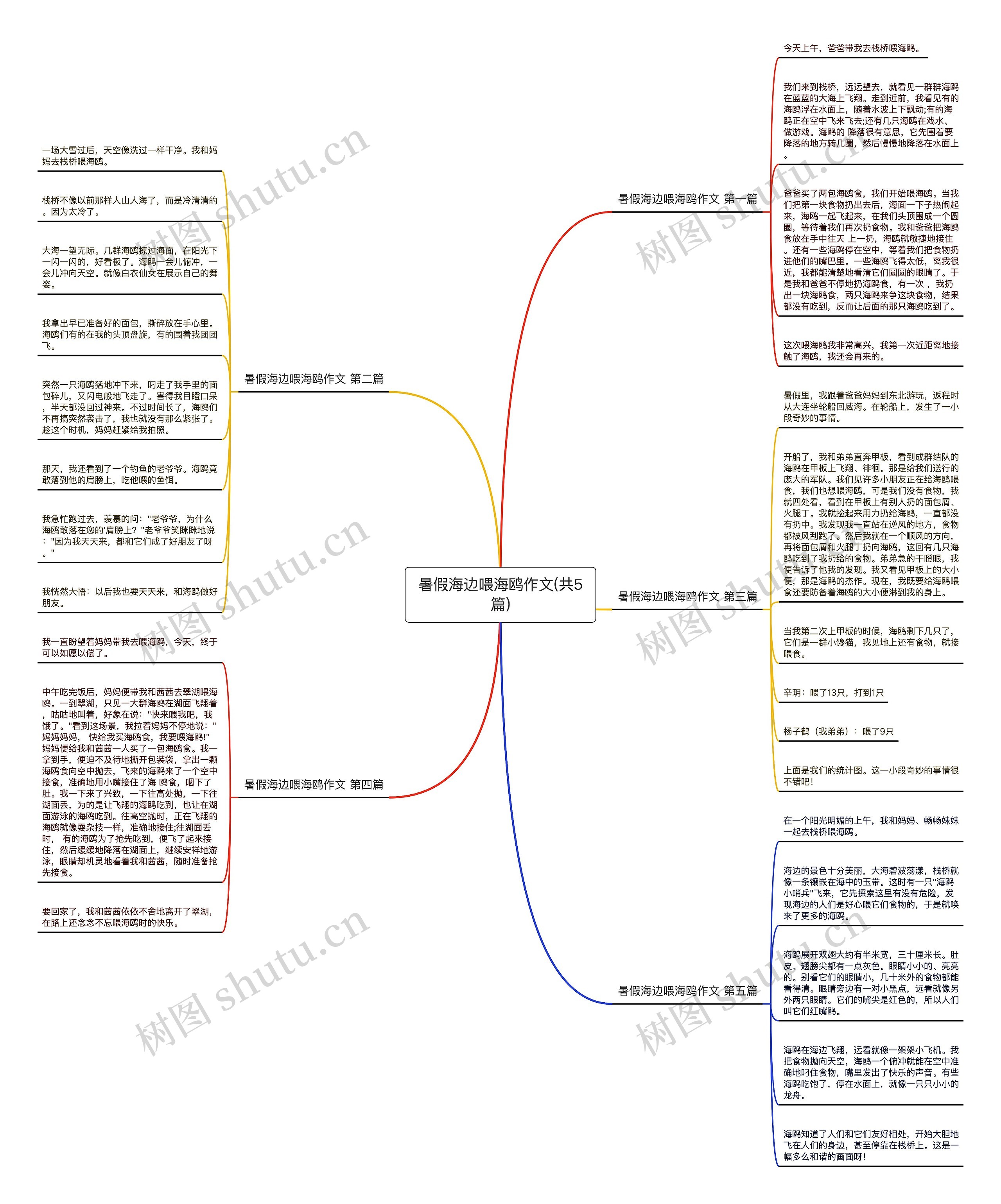 暑假海边喂海鸥作文(共5篇)思维导图