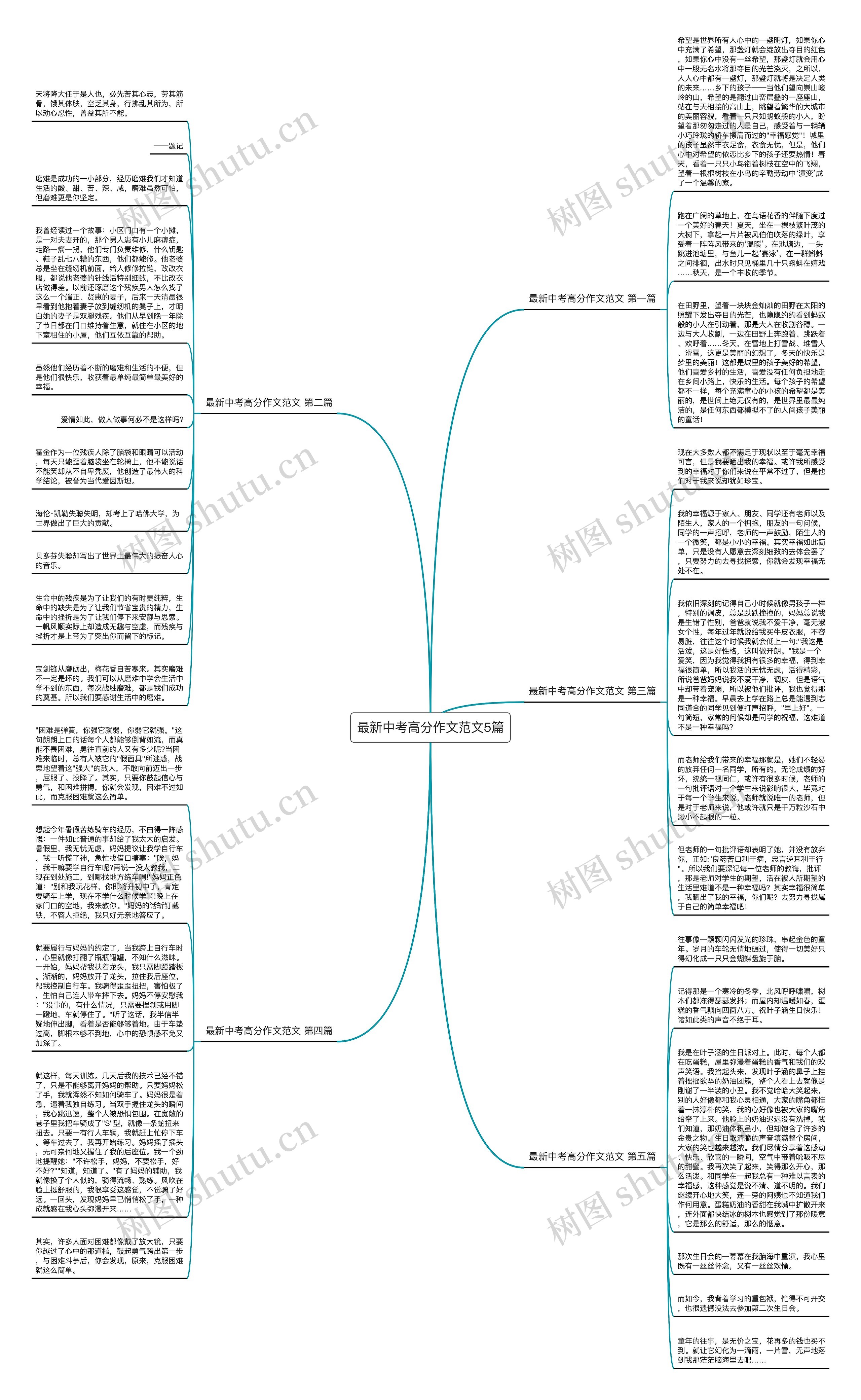 最新中考高分作文范文5篇思维导图