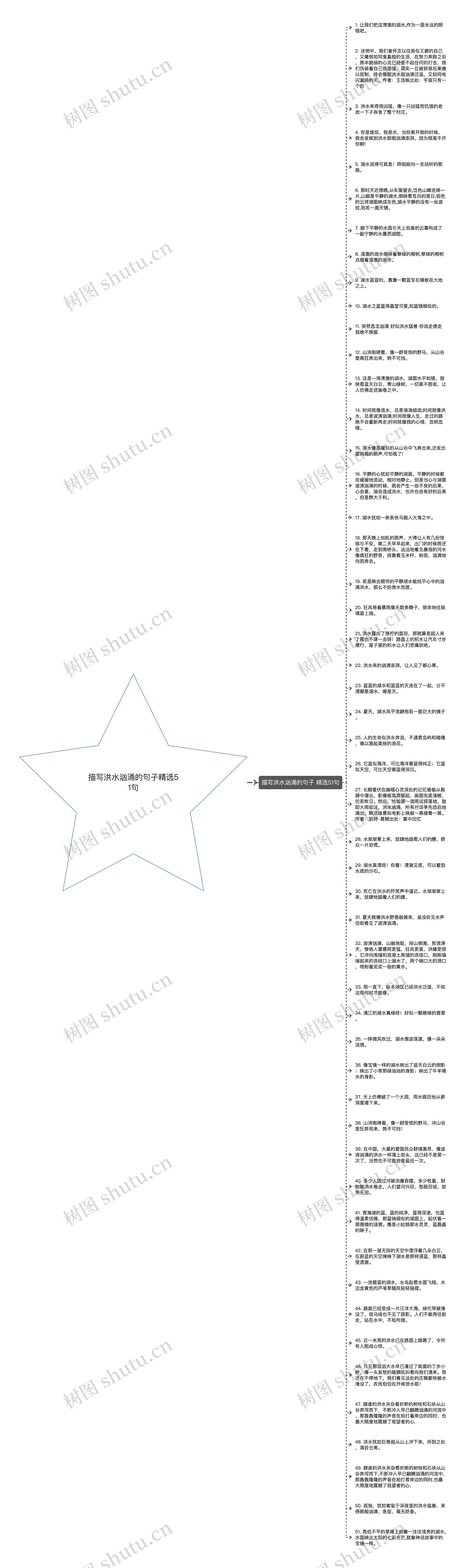 描写洪水汹涌的句子精选51句思维导图