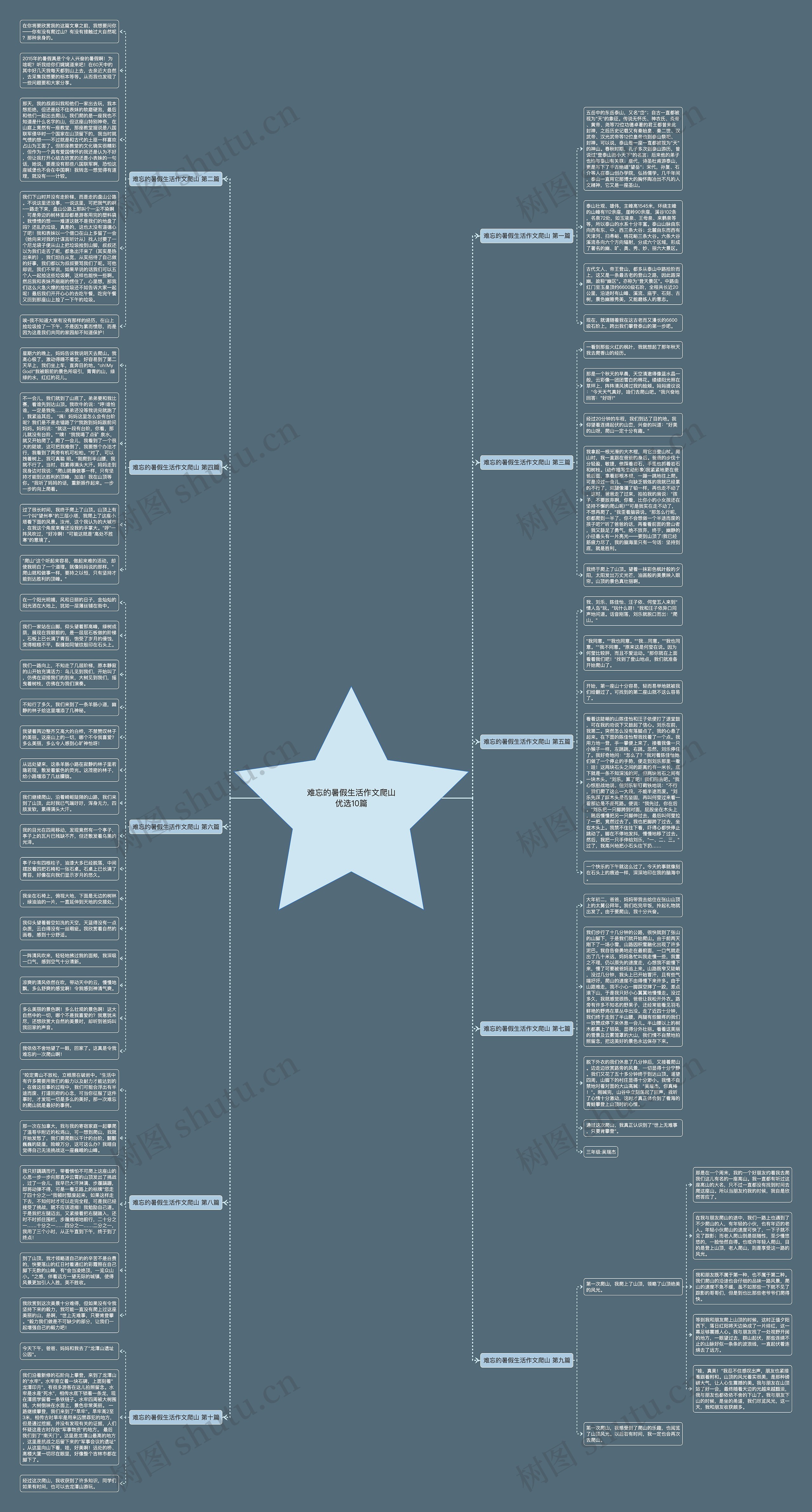难忘的暑假生活作文爬山优选10篇思维导图