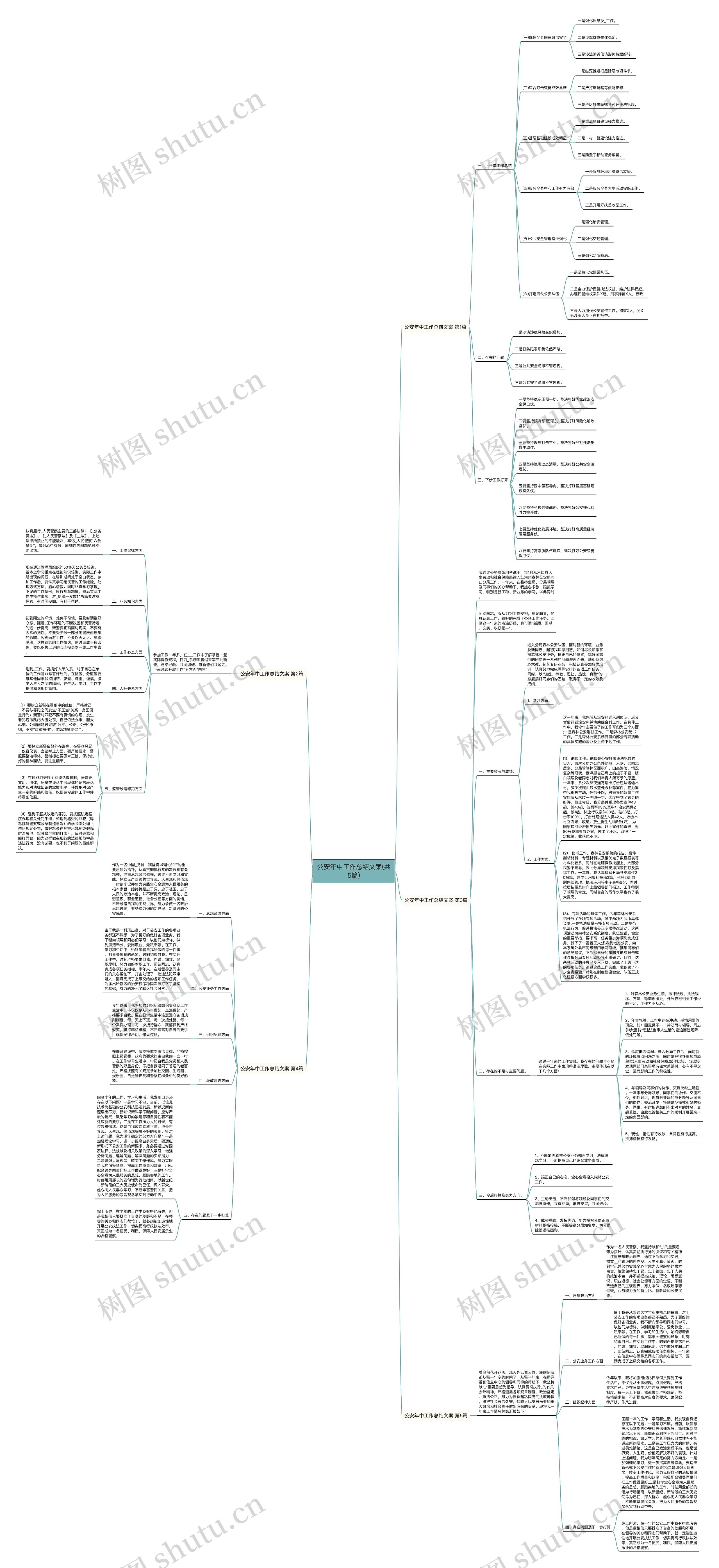 公安年中工作总结文案(共5篇)思维导图