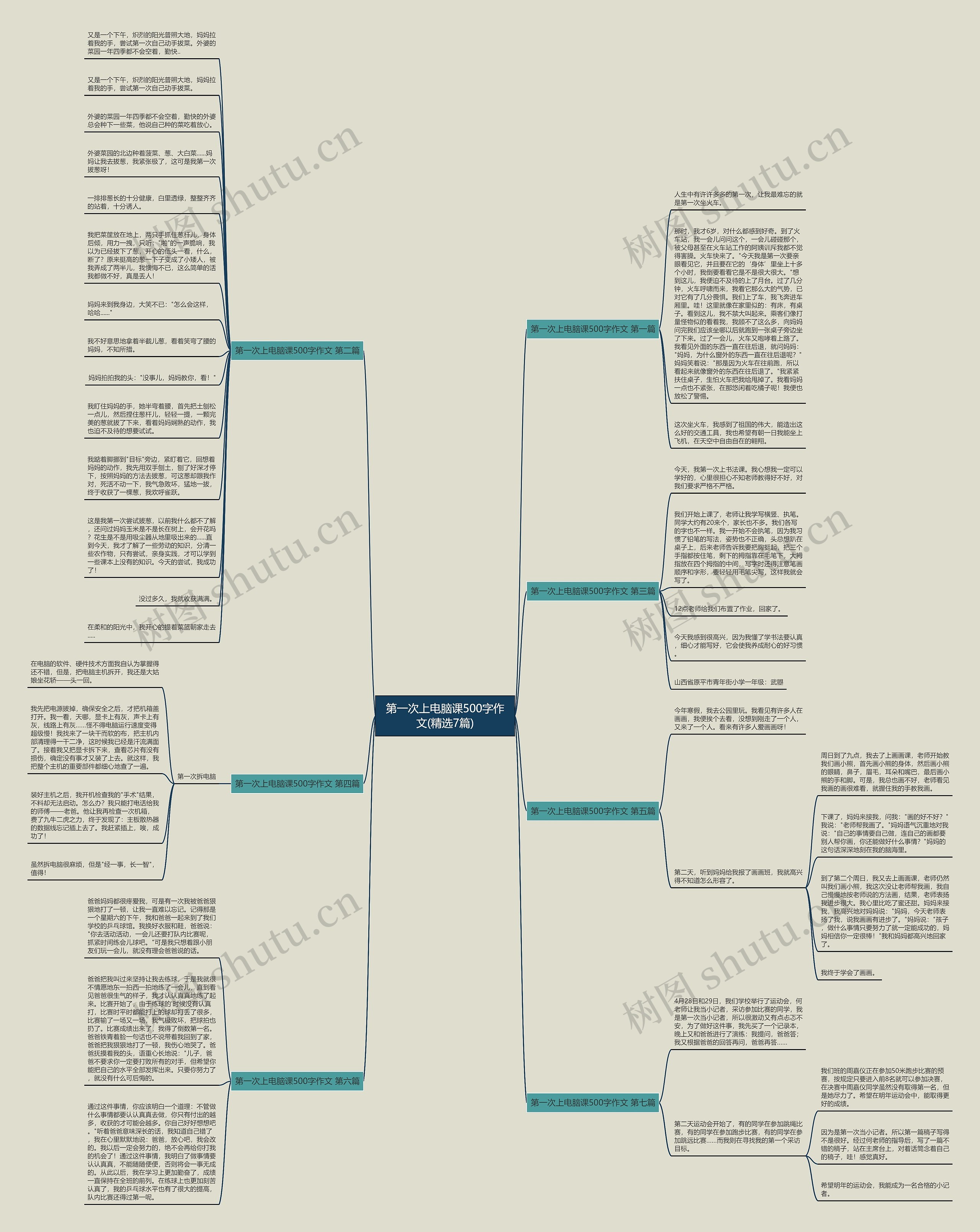 第一次上电脑课500字作文(精选7篇)思维导图