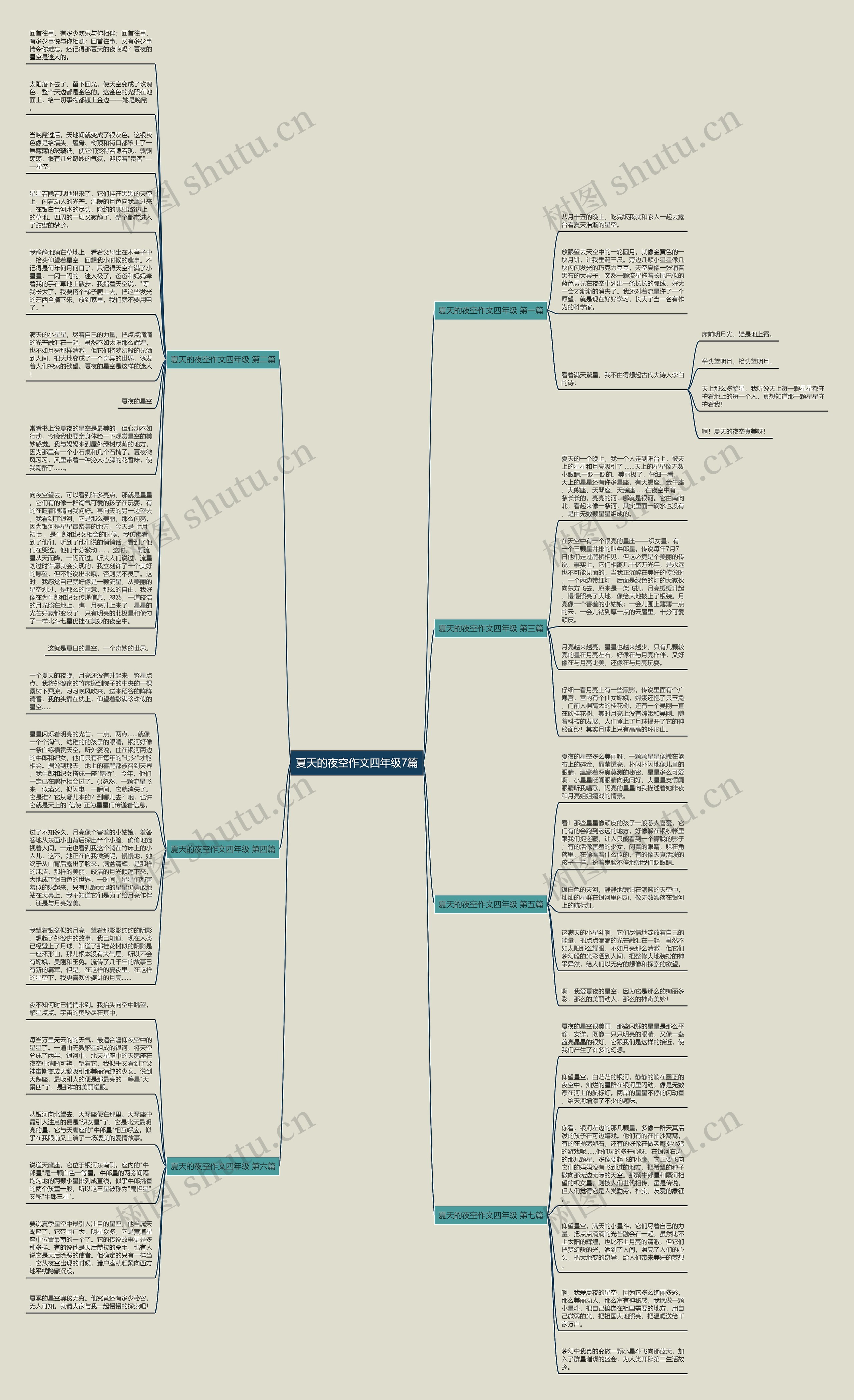 夏天的夜空作文四年级7篇思维导图