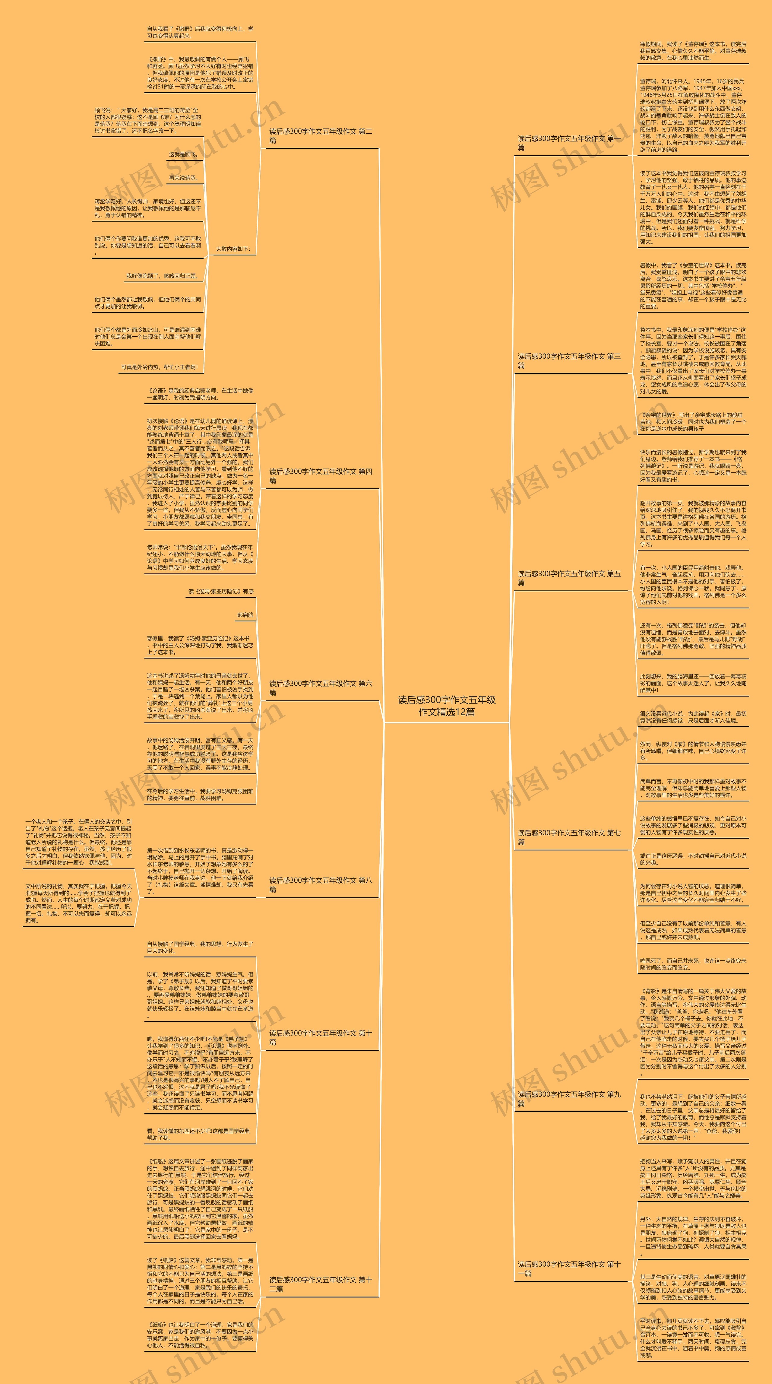 读后感300字作文五年级作文精选12篇思维导图