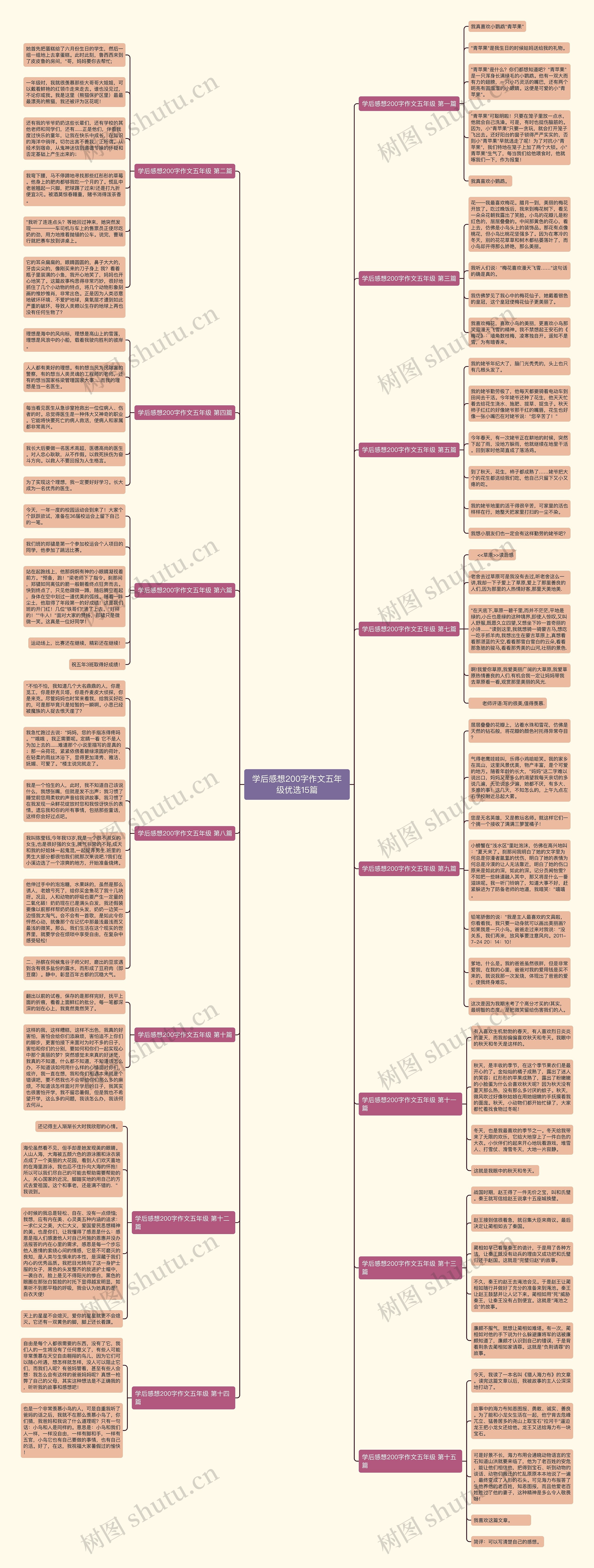 学后感想200字作文五年级优选15篇思维导图