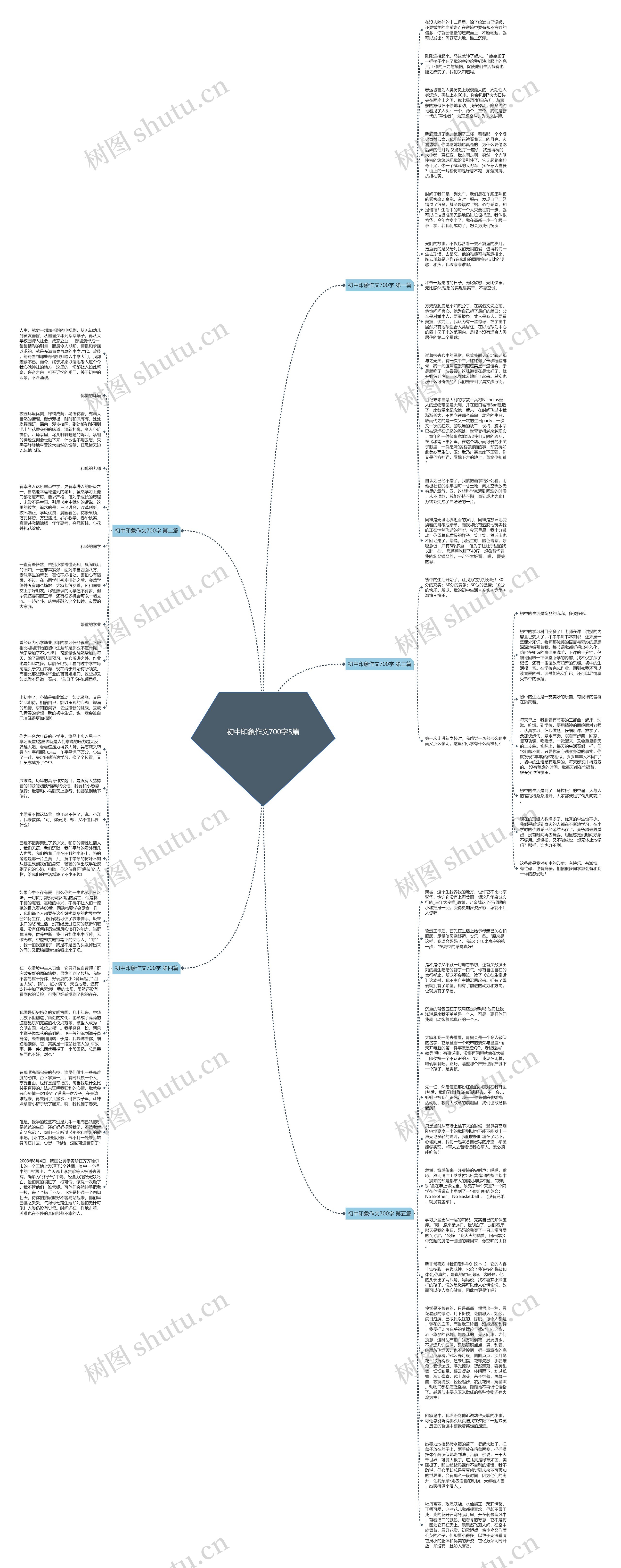 初中印象作文700字5篇思维导图高清图 初中印象作文700字5篇思维导图