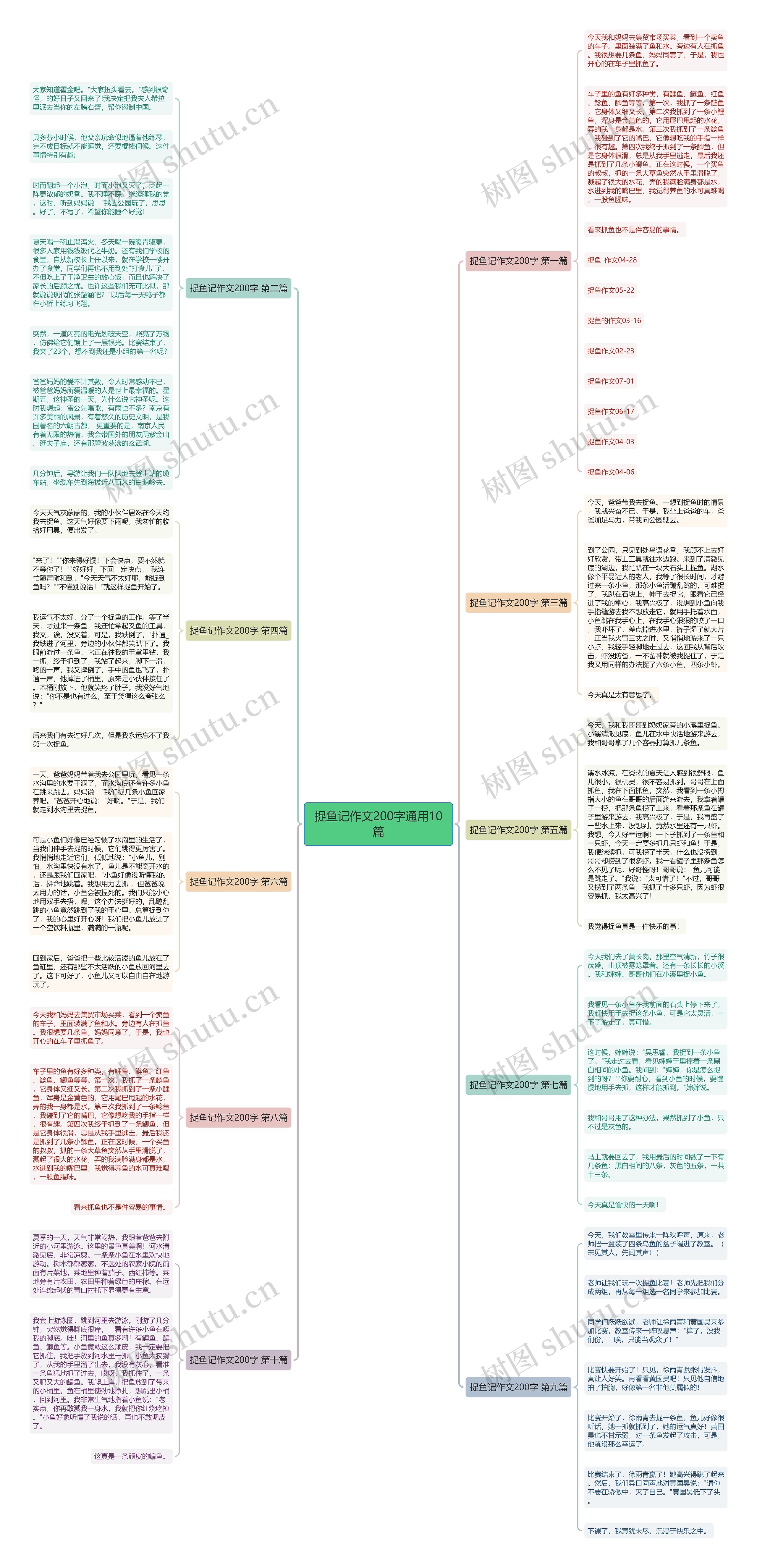 捉鱼记作文200字通用10篇思维导图