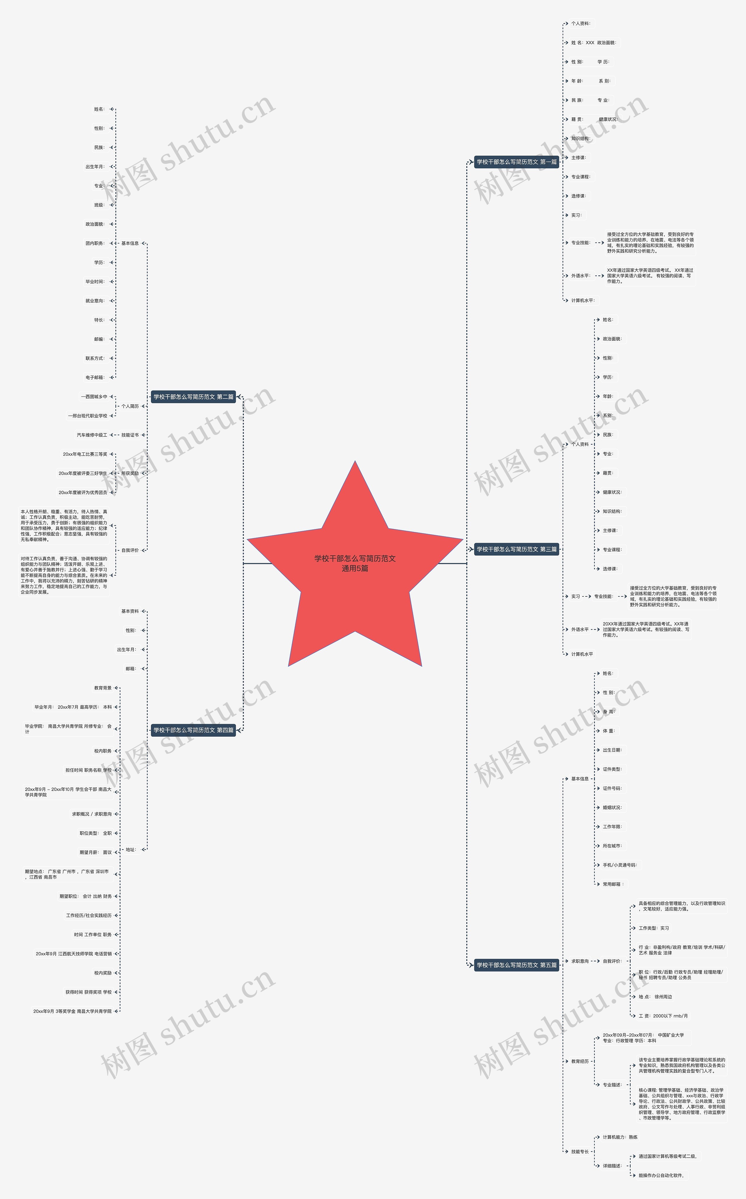 学校干部怎么写简历范文通用5篇思维导图