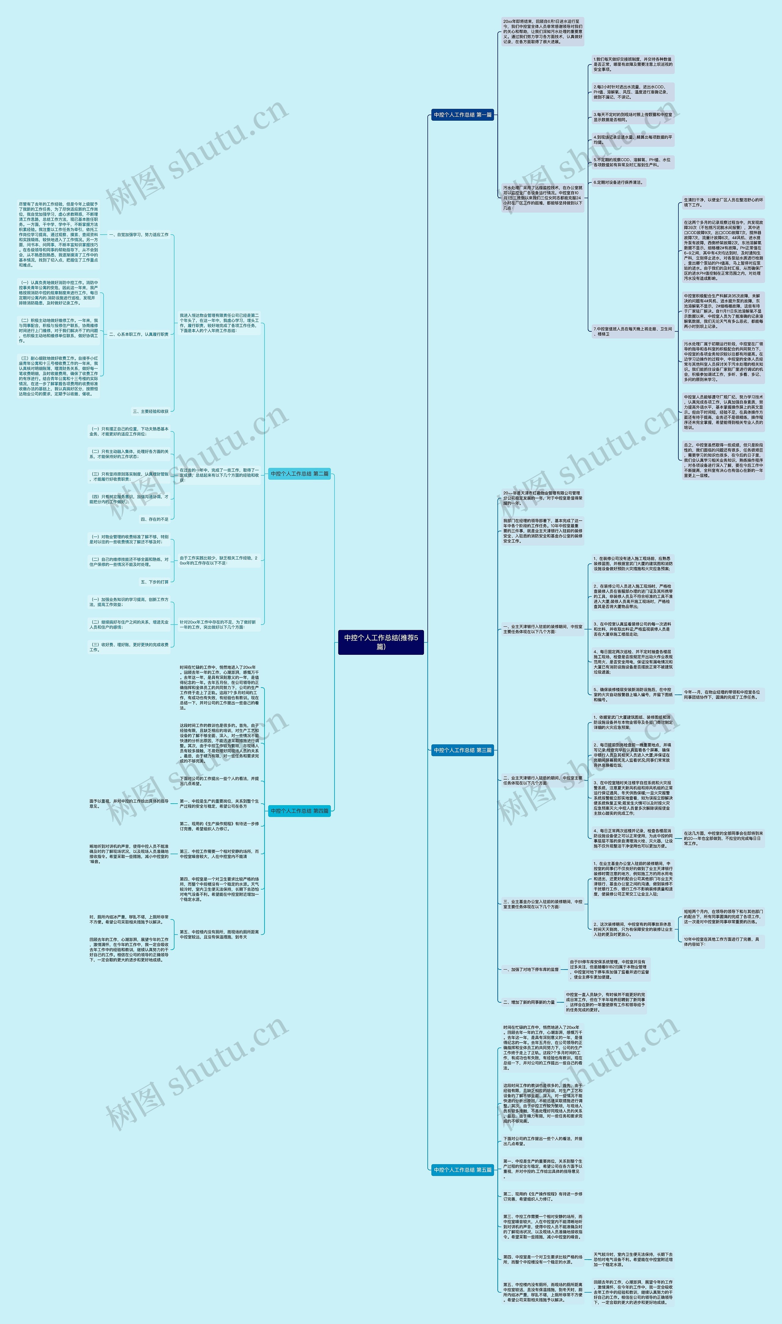 中控个人工作总结(推荐5篇)思维导图
