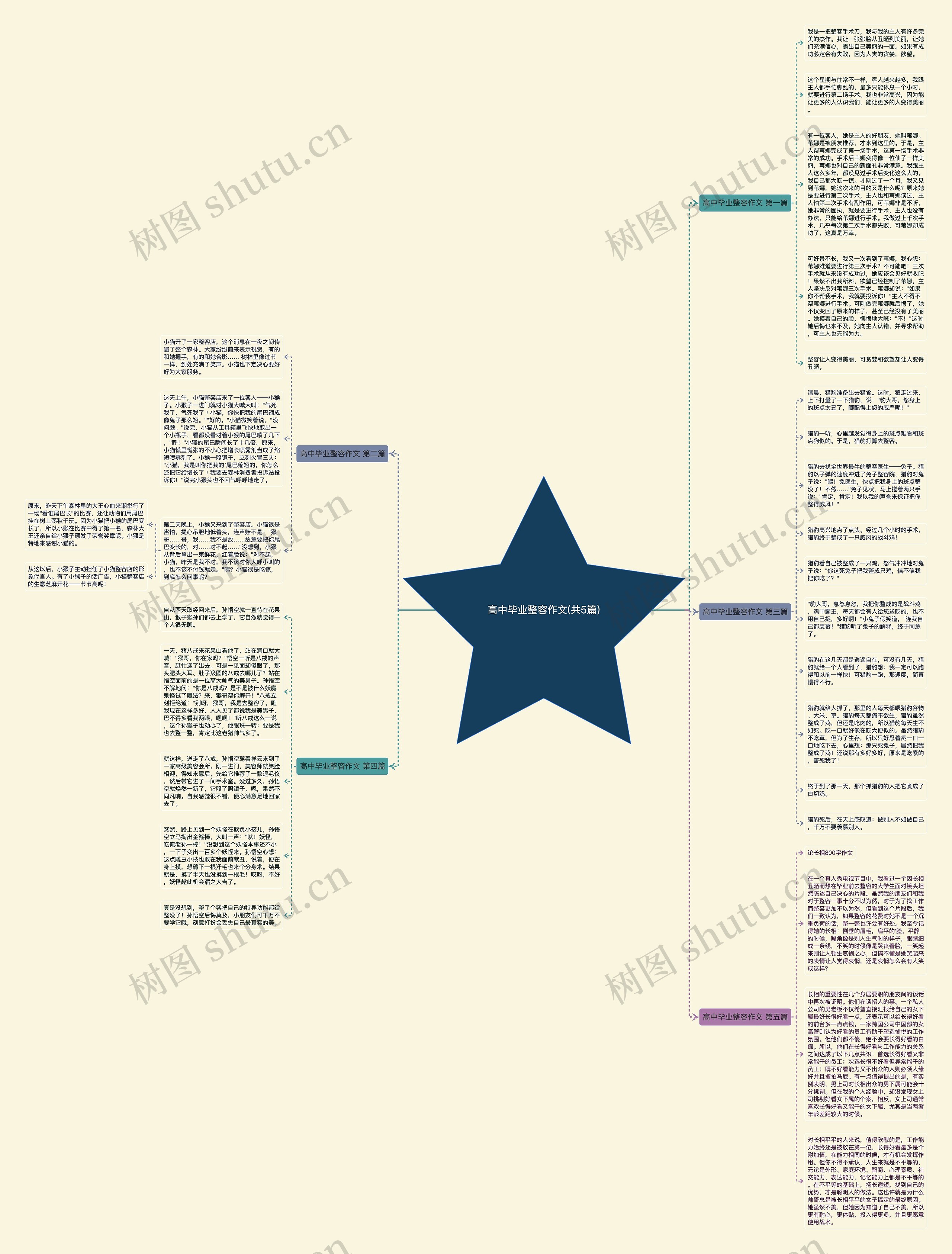 高中毕业整容作文(共5篇)思维导图