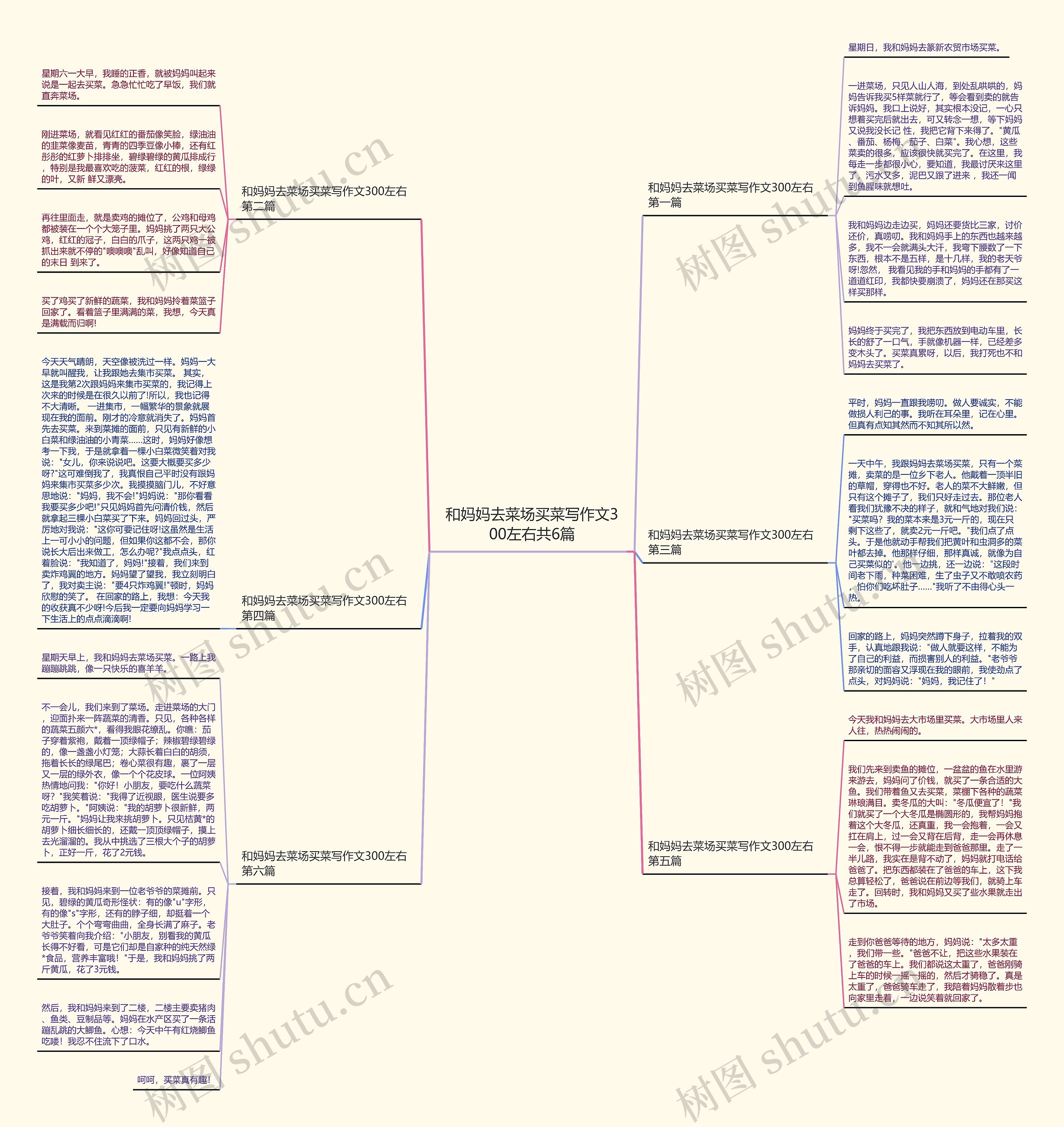 和妈妈去菜场买菜写作文300左右共6篇思维导图