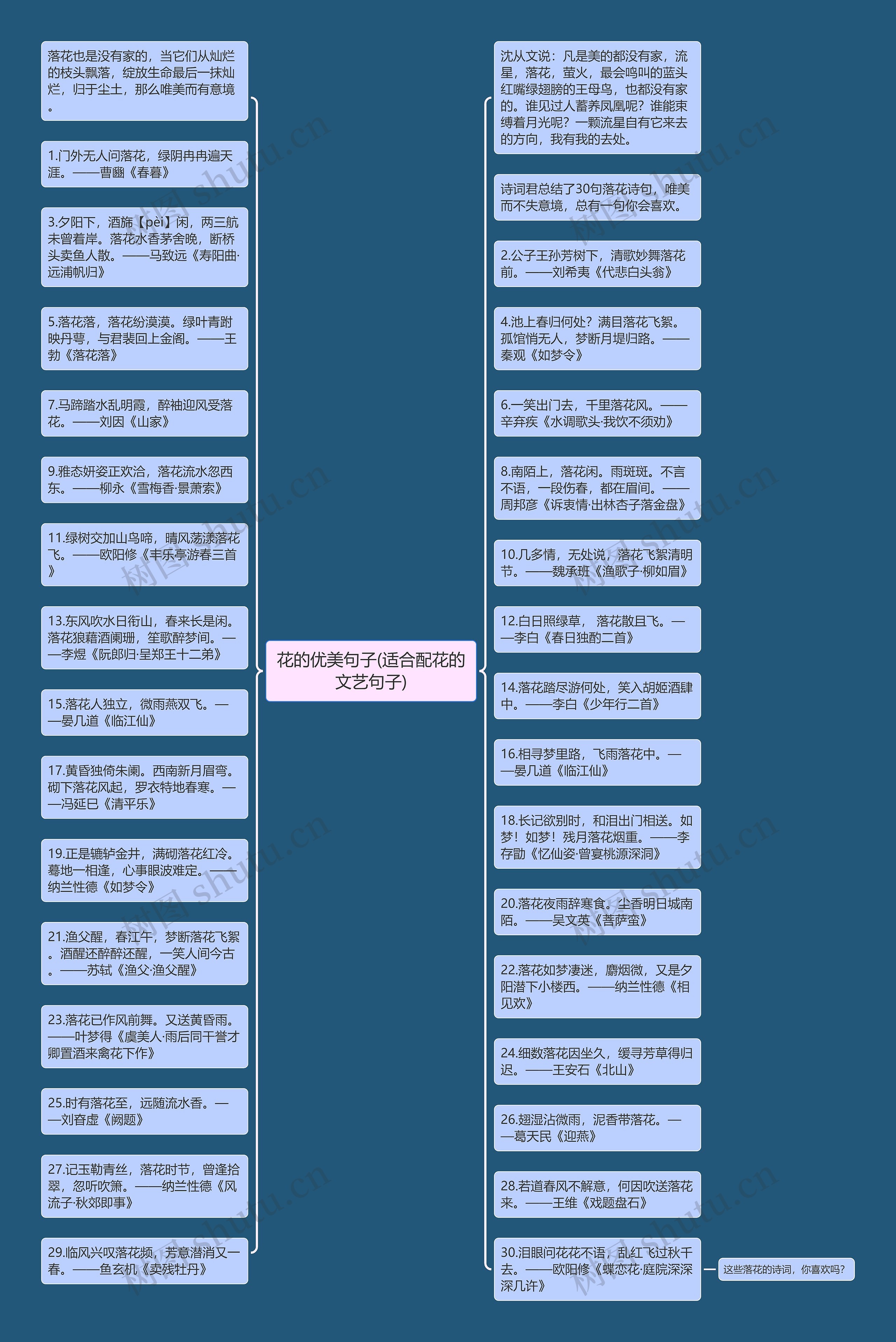 花的优美句子(适合配花的文艺句子)思维导图