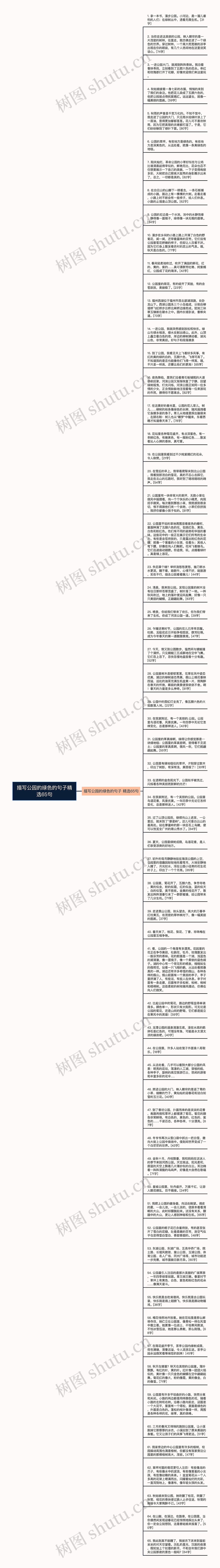 描写公园的绿色的句子精选65句思维导图