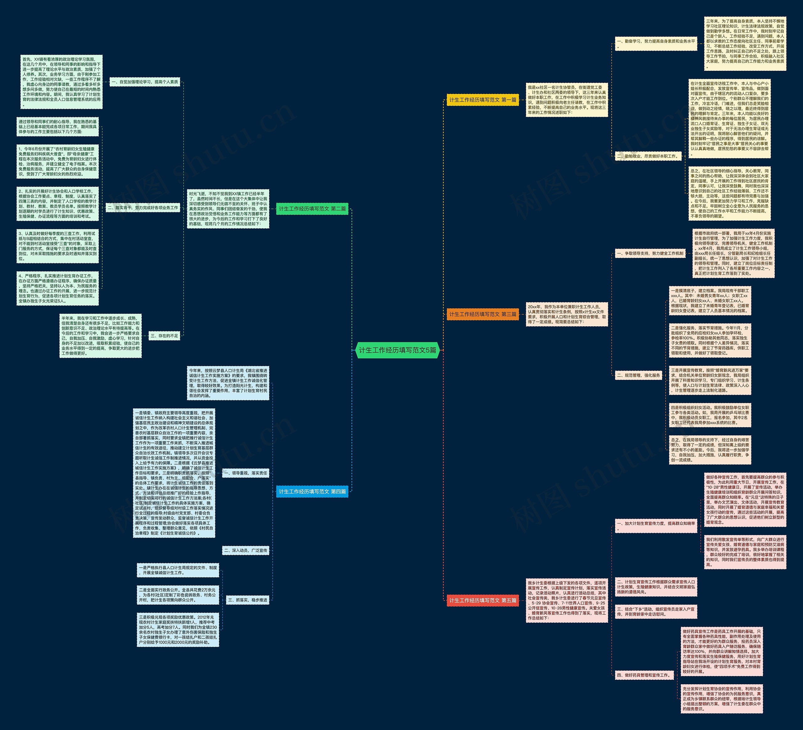计生工作经历填写范文5篇思维导图