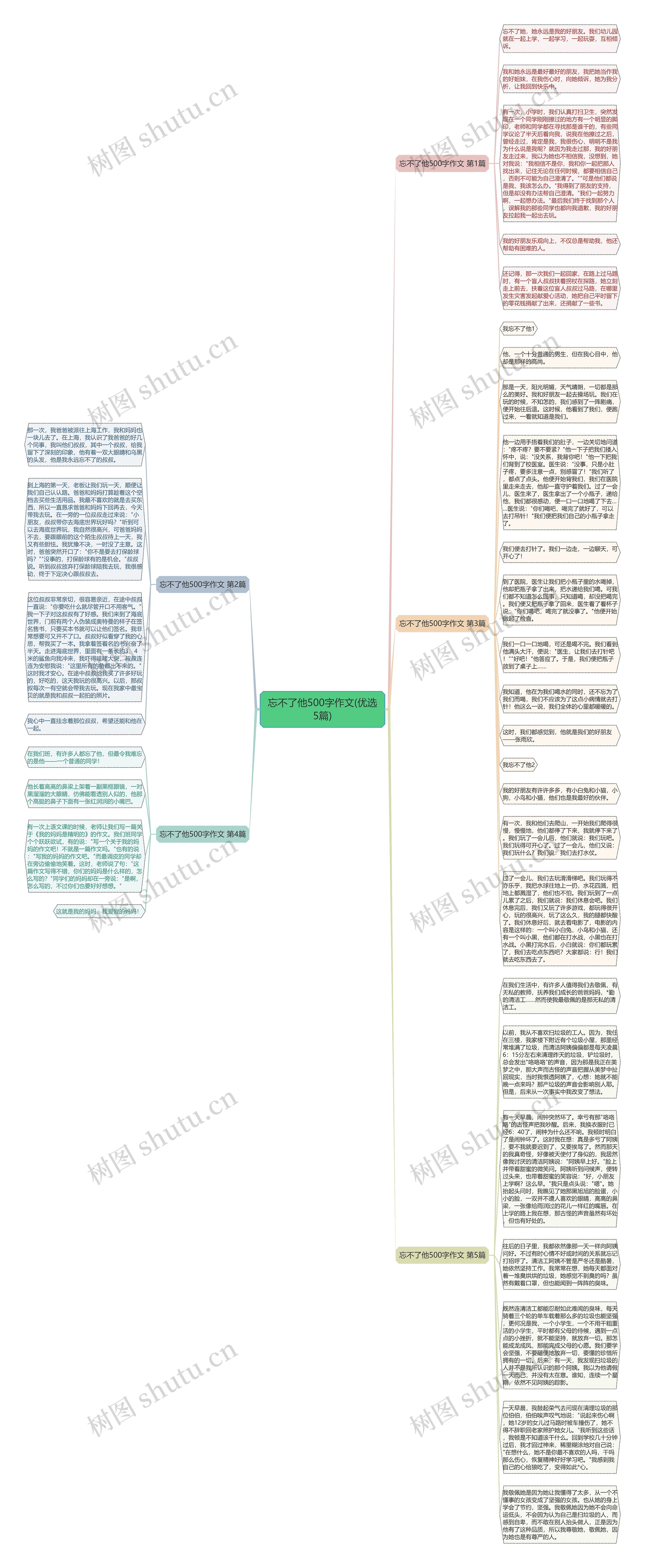 忘不了他500字作文(优选5篇)思维导图