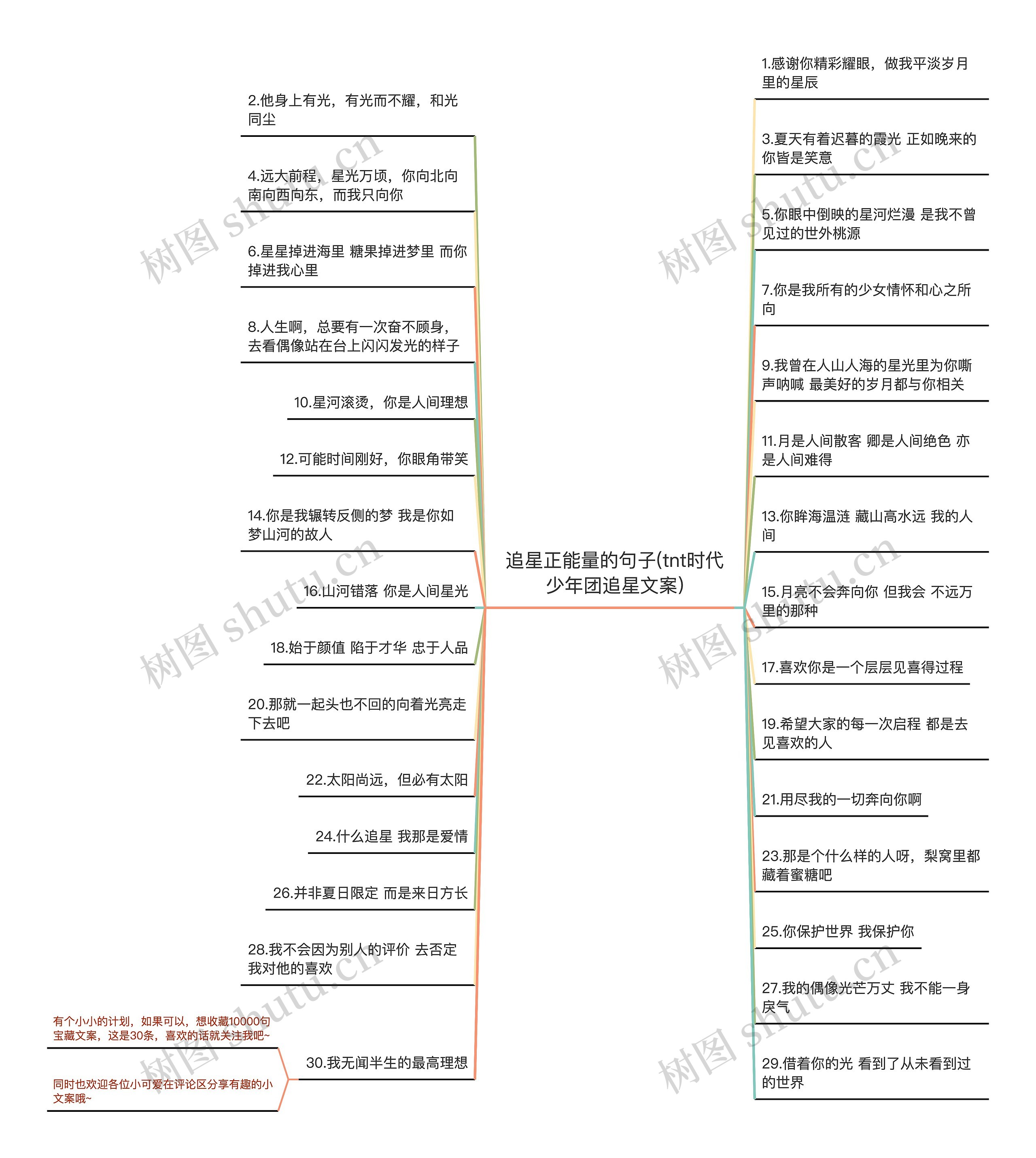 追星正能量的句子(tnt时代少年团追星文案)思维导图