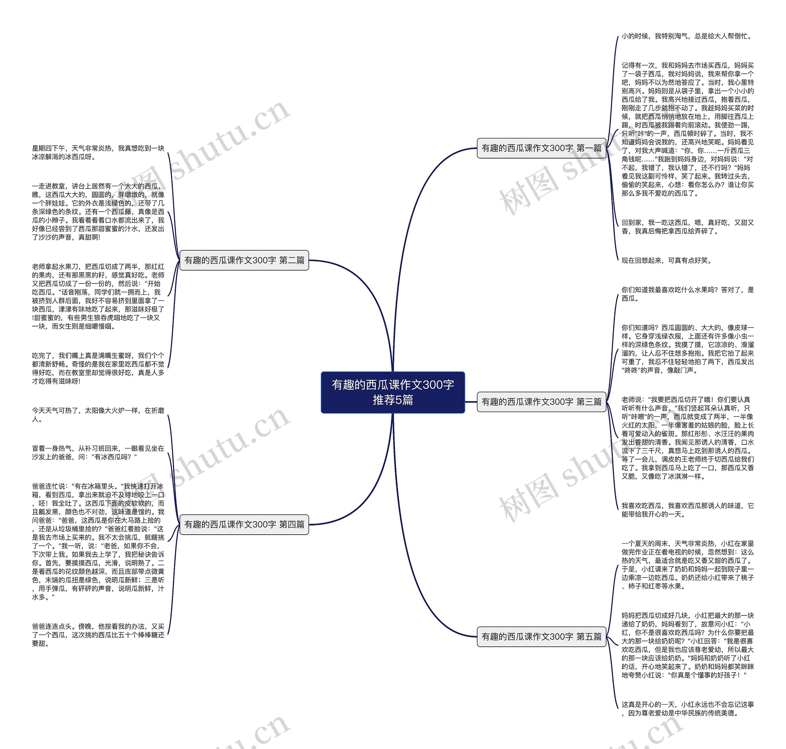 有趣的西瓜课作文300字推荐5篇思维导图
