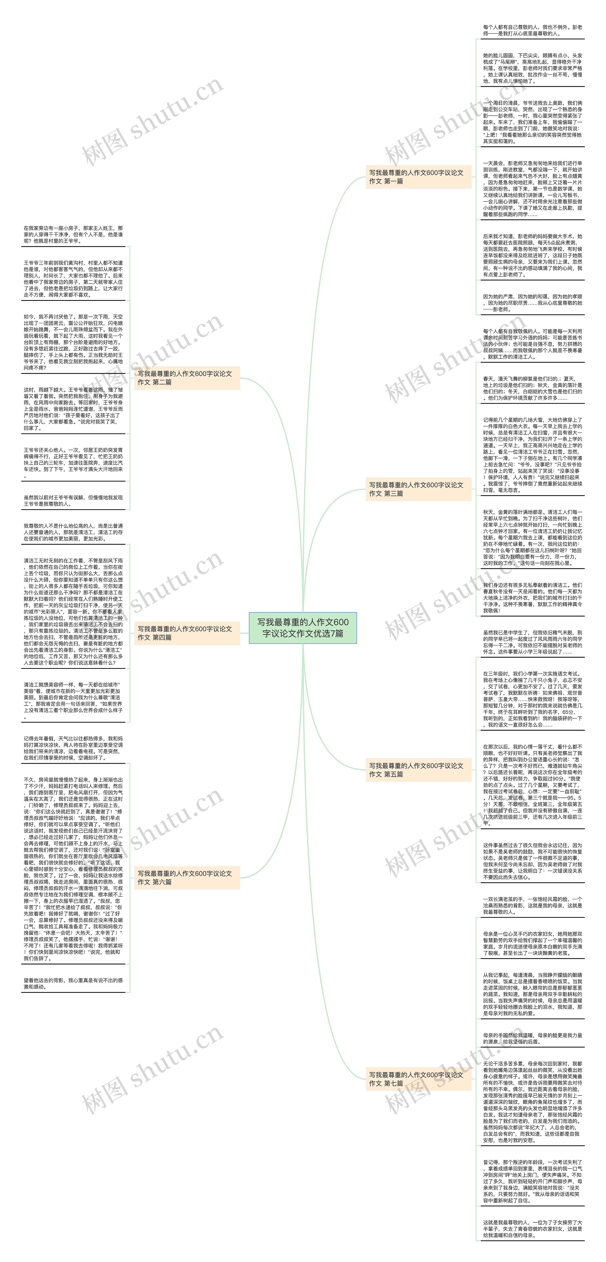 写我最尊重的人作文600字议论文作文优选7篇思维导图