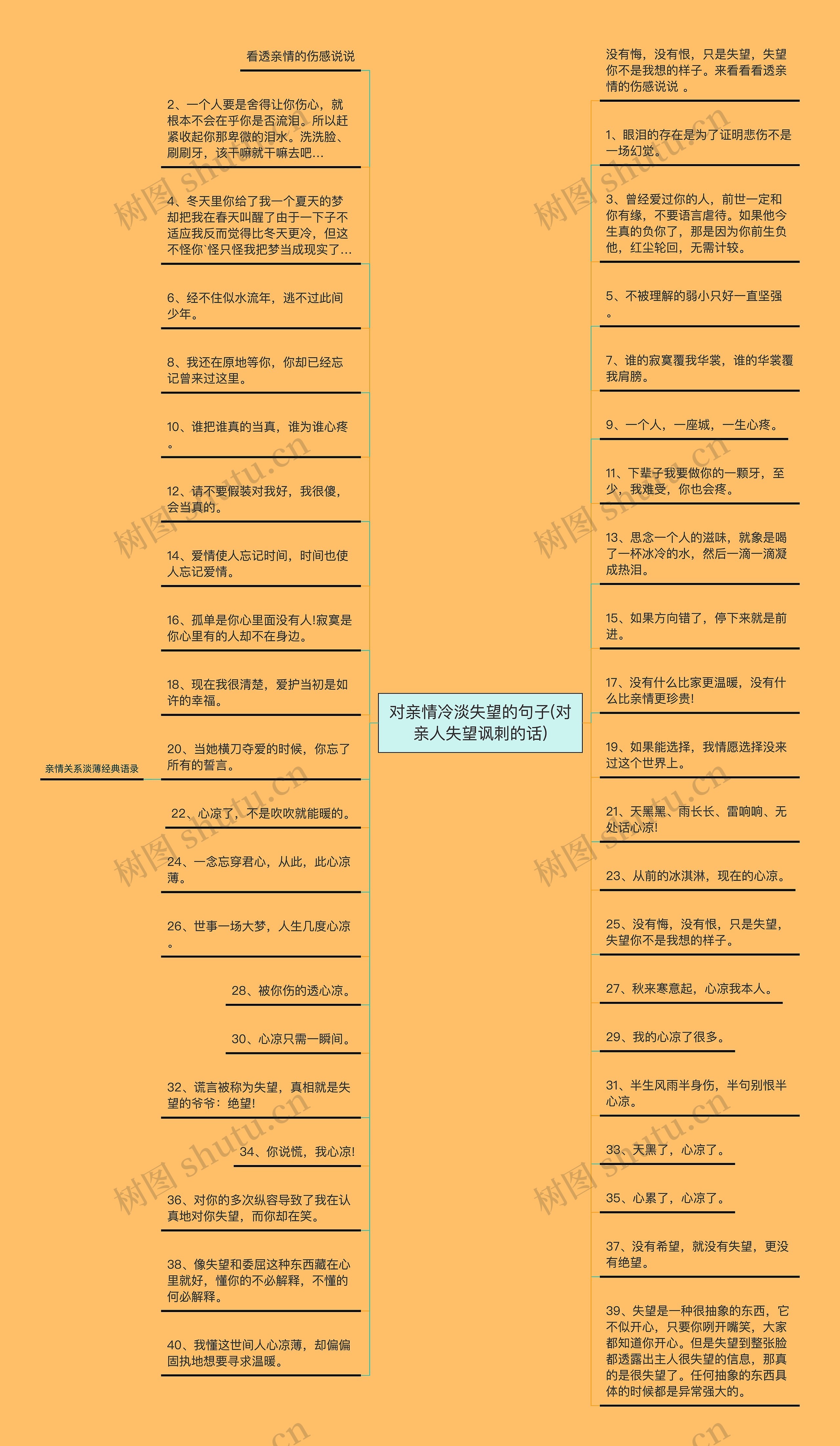 对亲情冷淡失望的句子(对亲人失望讽刺的话)思维导图