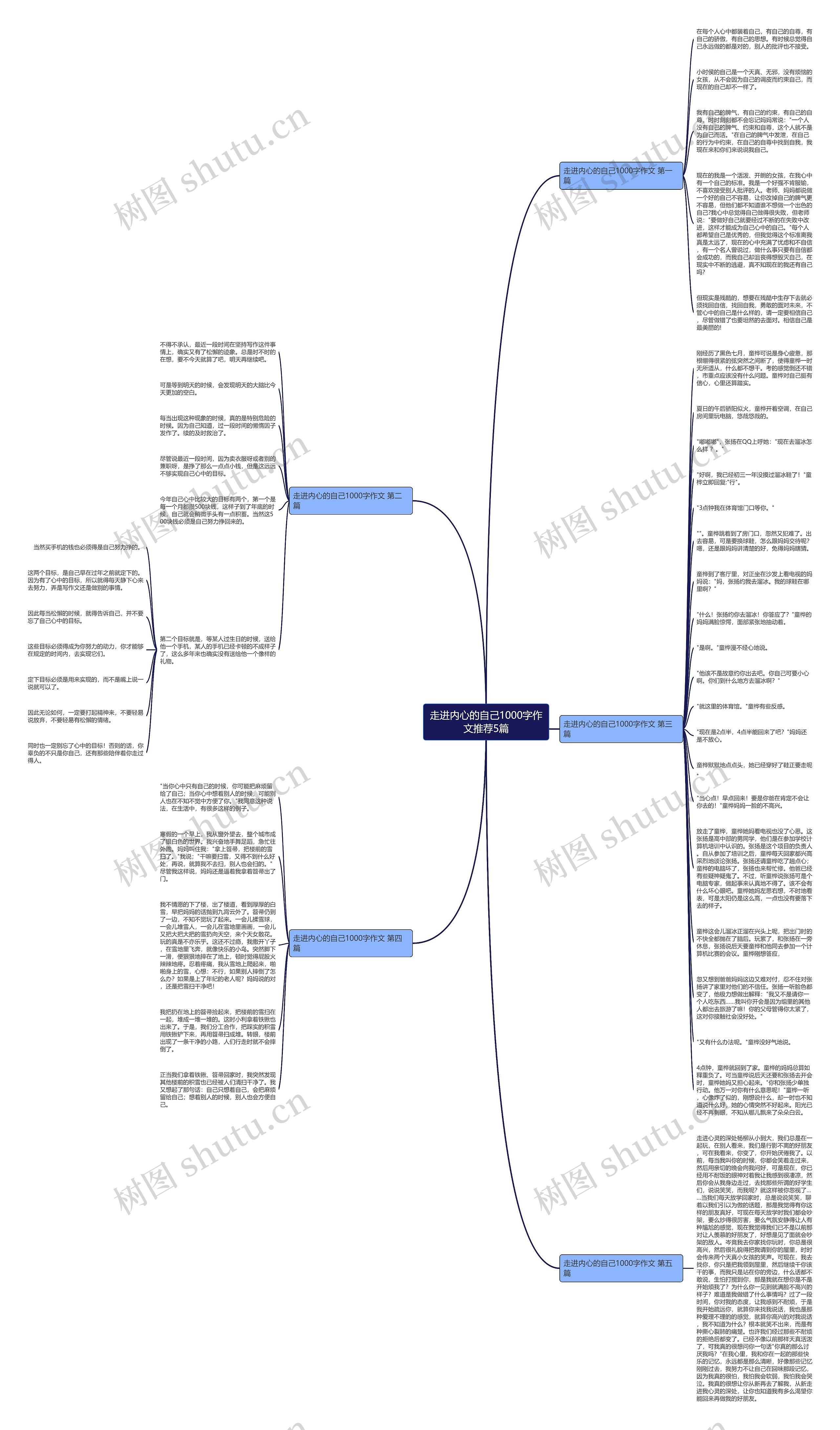 走进内心的自己1000字作文推荐5篇思维导图