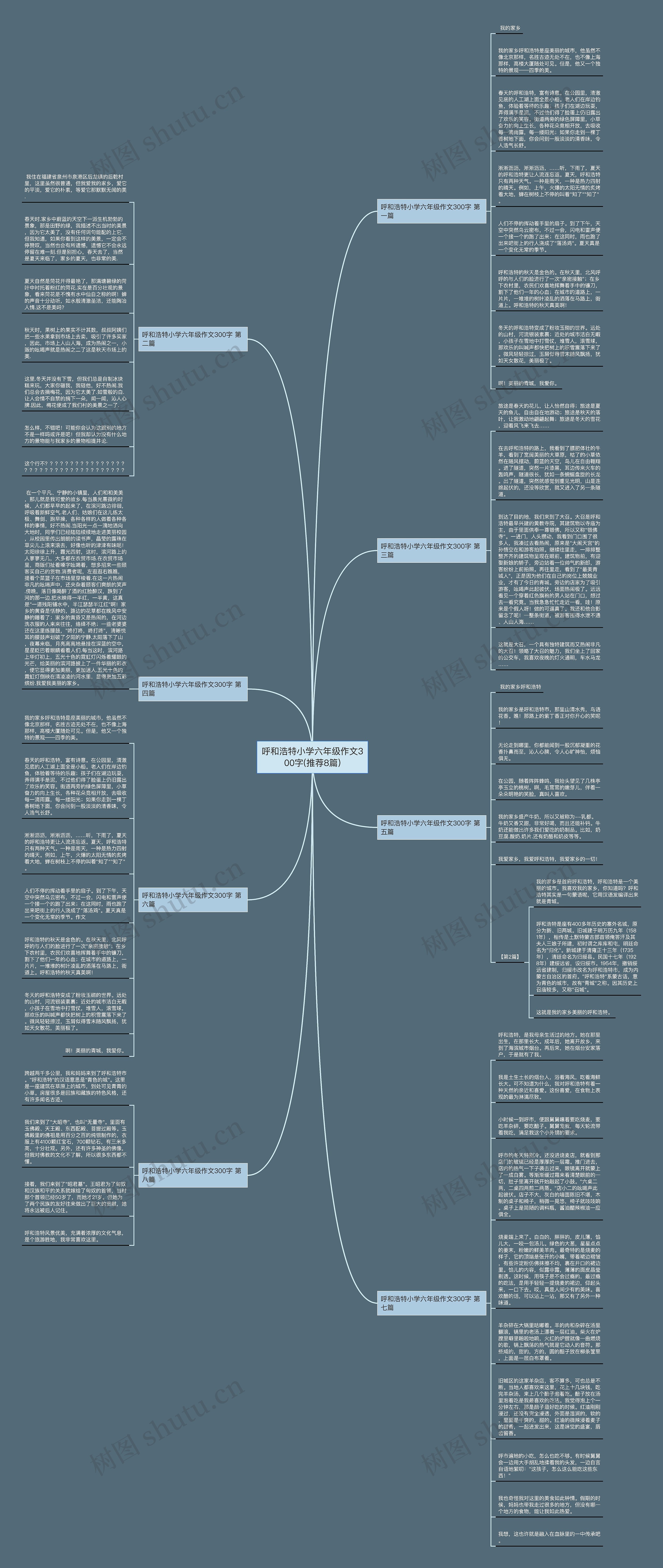 呼和浩特小学六年级作文300字(推荐8篇)思维导图