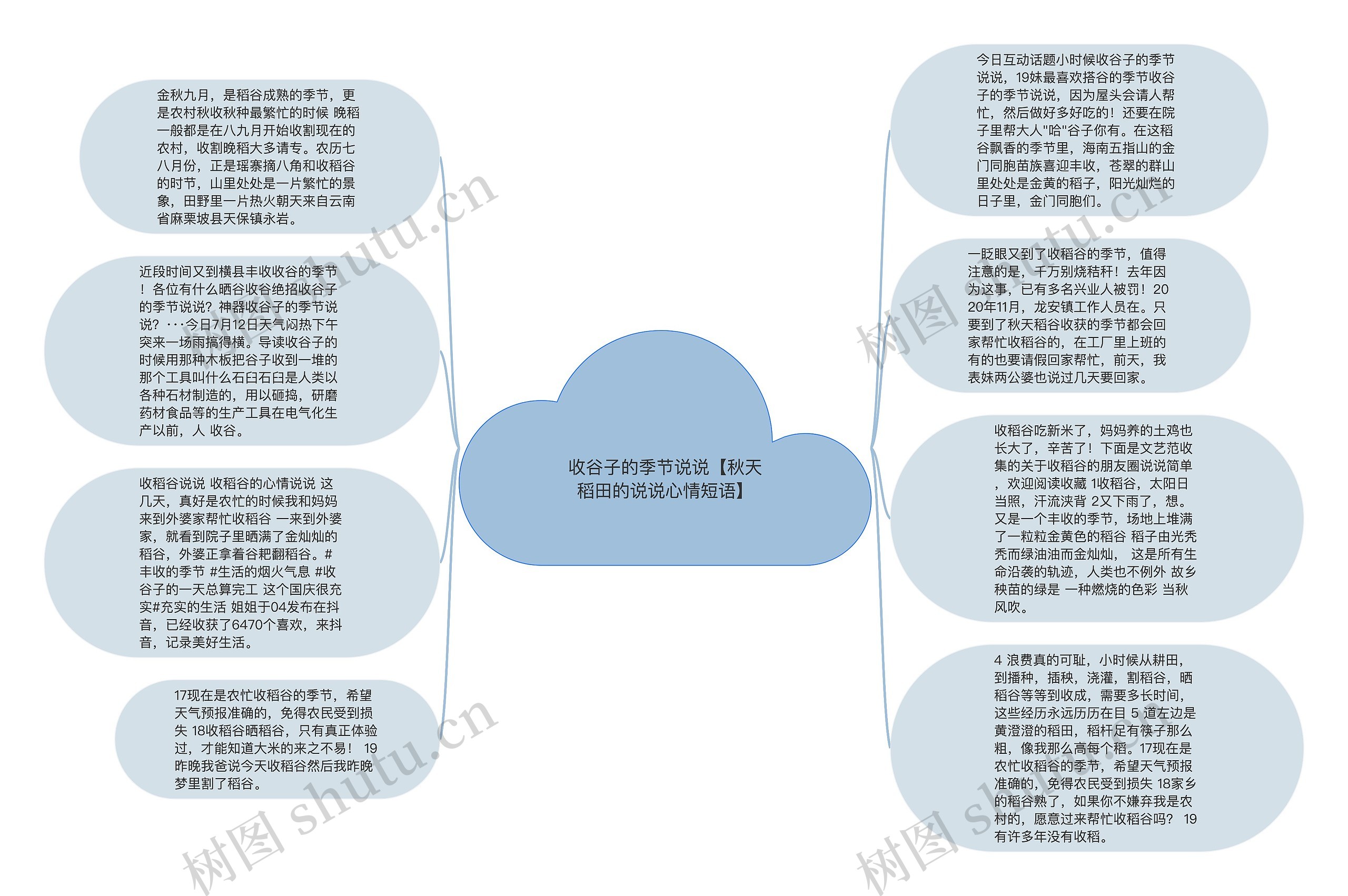 收谷子的季节说说【秋天稻田的说说心情短语】思维导图