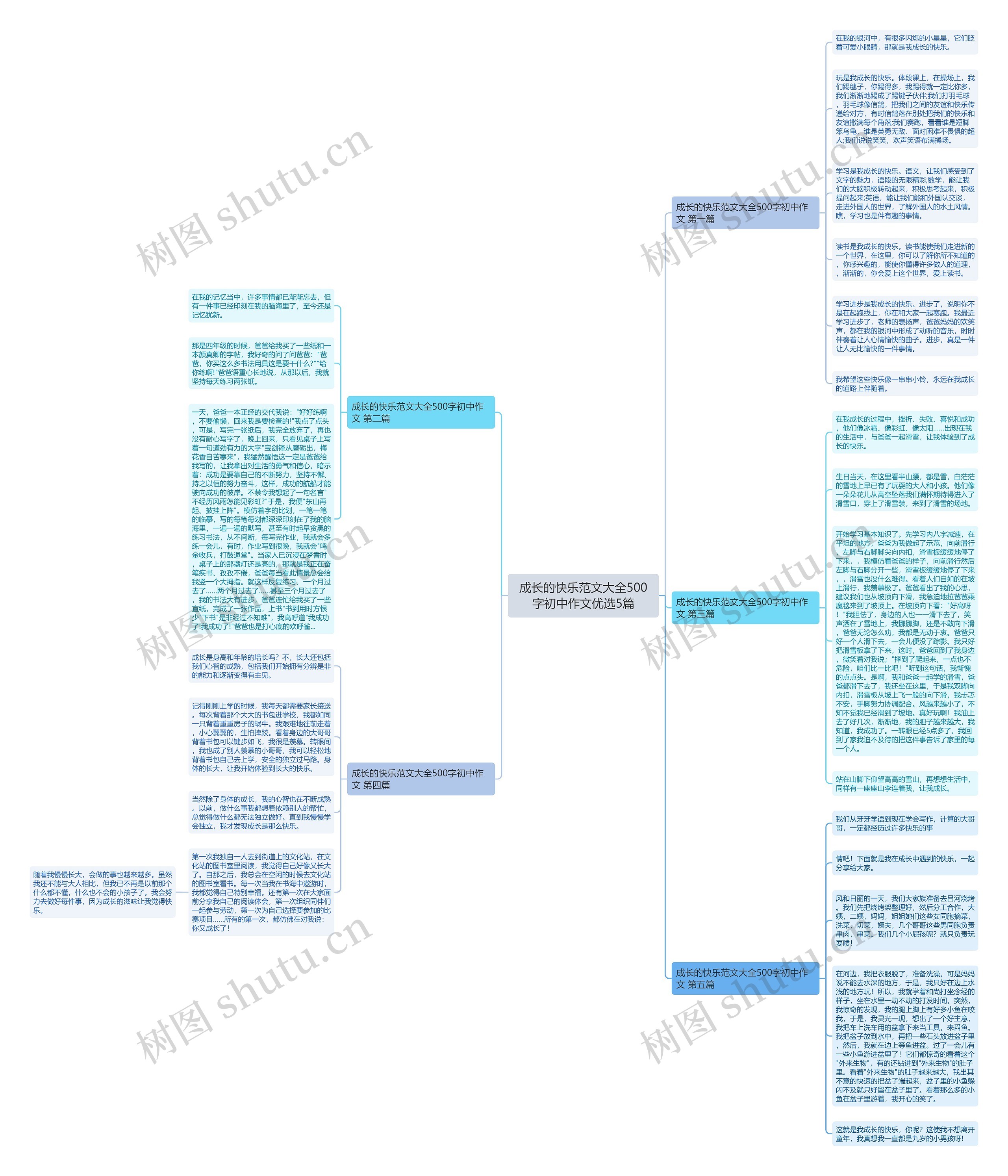 成长的快乐范文大全500字初中作文优选5篇思维导图高清图 成长的快乐范文大全500字初中作文优选5篇思维导图