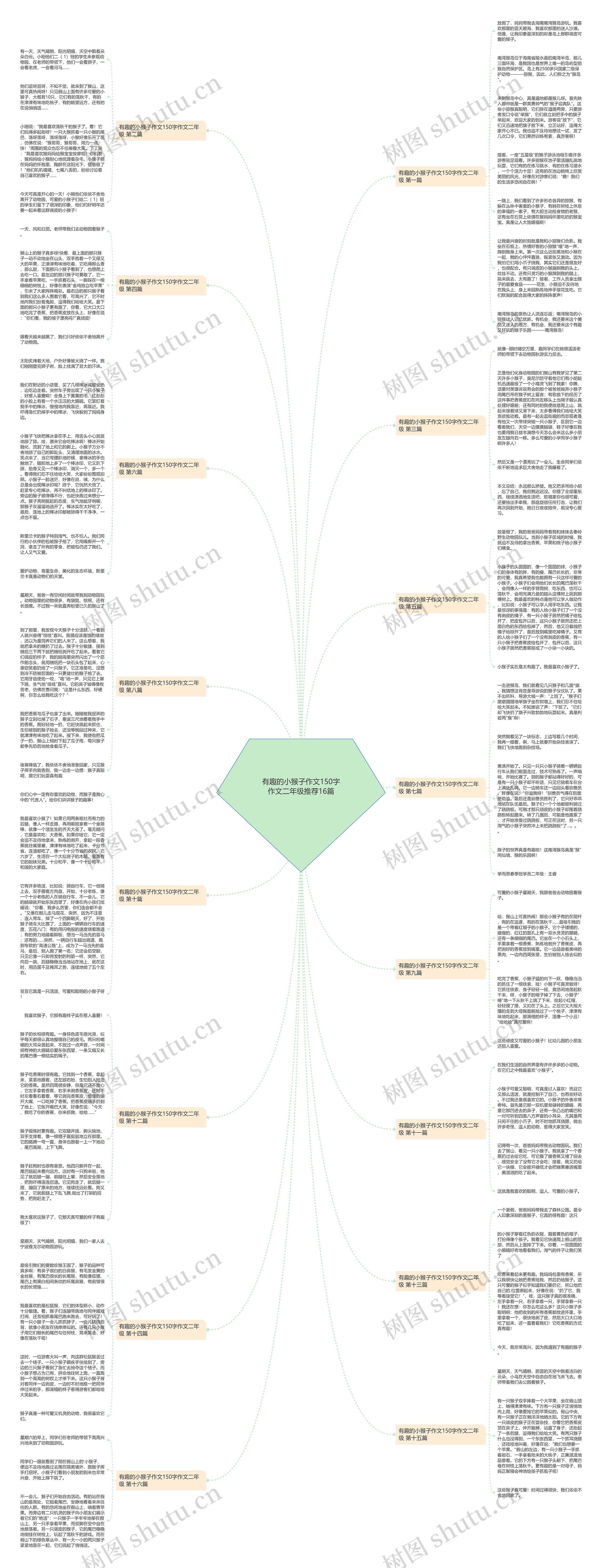 有趣的小猴子作文150字作文二年级推荐16篇思维导图