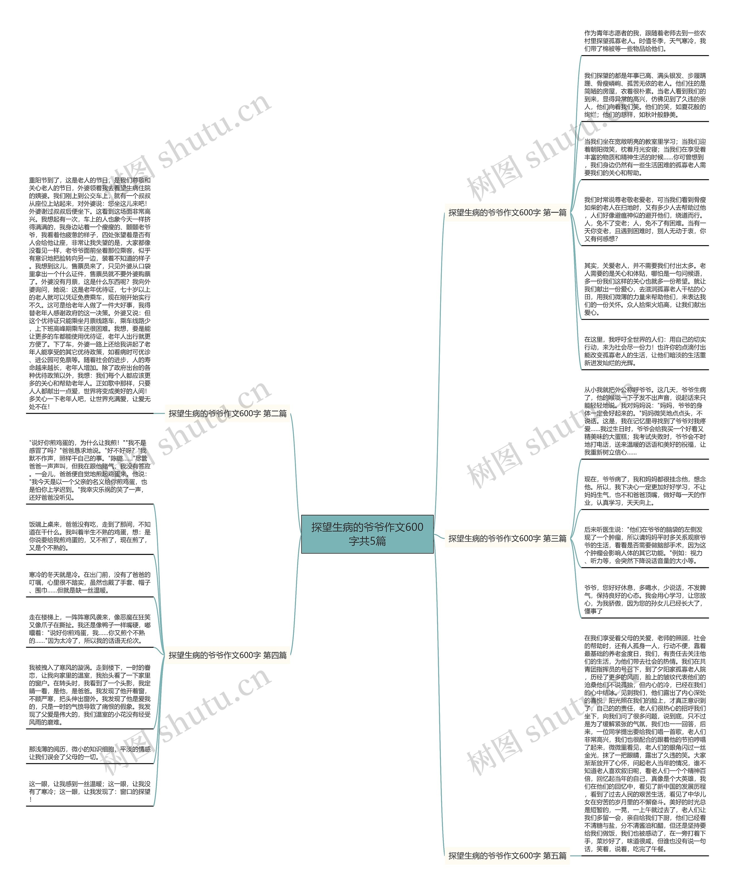 探望生病的爷爷作文600字共5篇思维导图