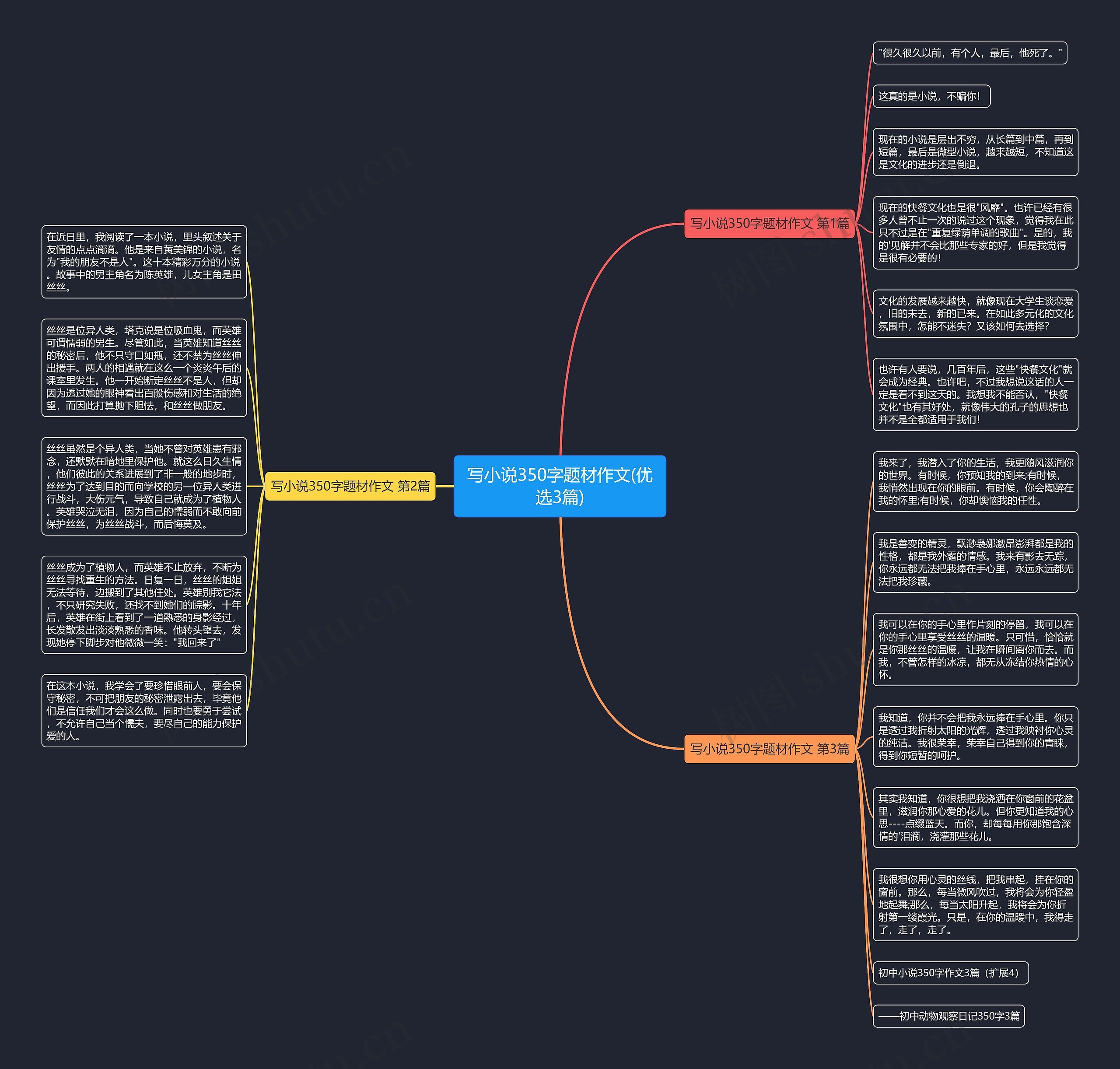 写小说350字题材作文(优选3篇)思维导图