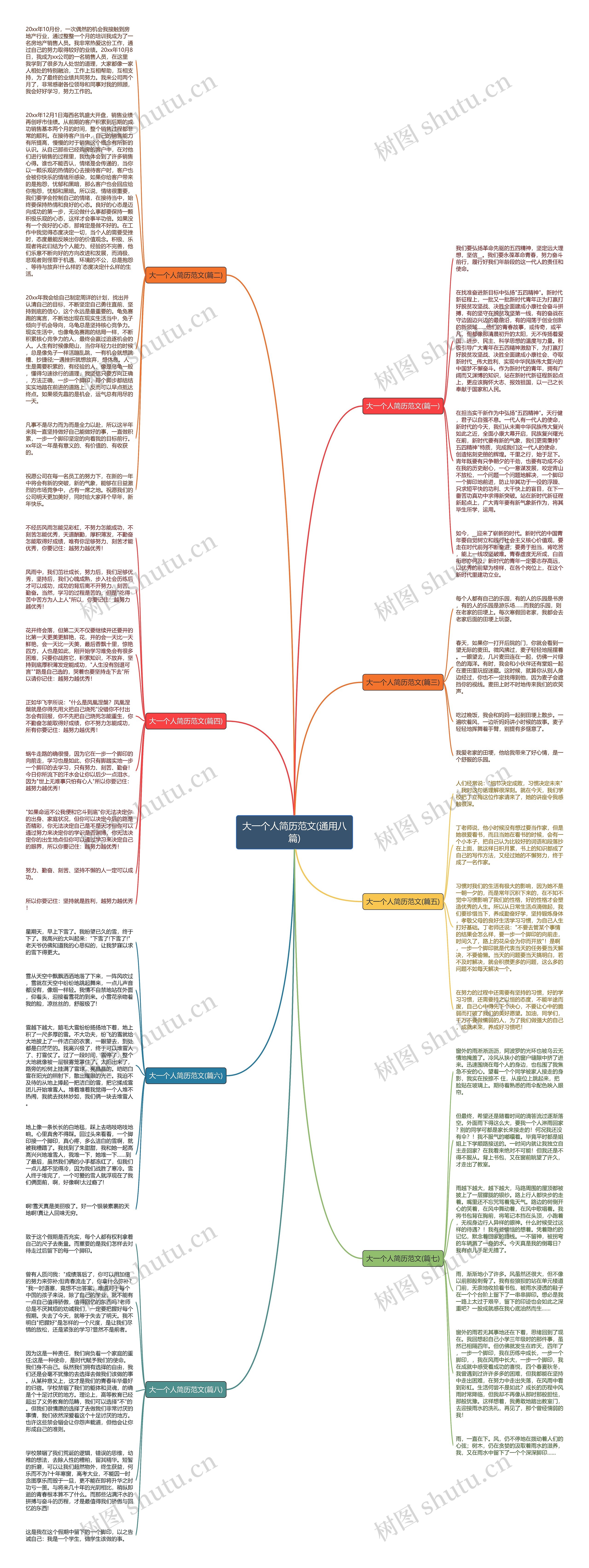 大一个人简历范文(通用八篇)思维导图