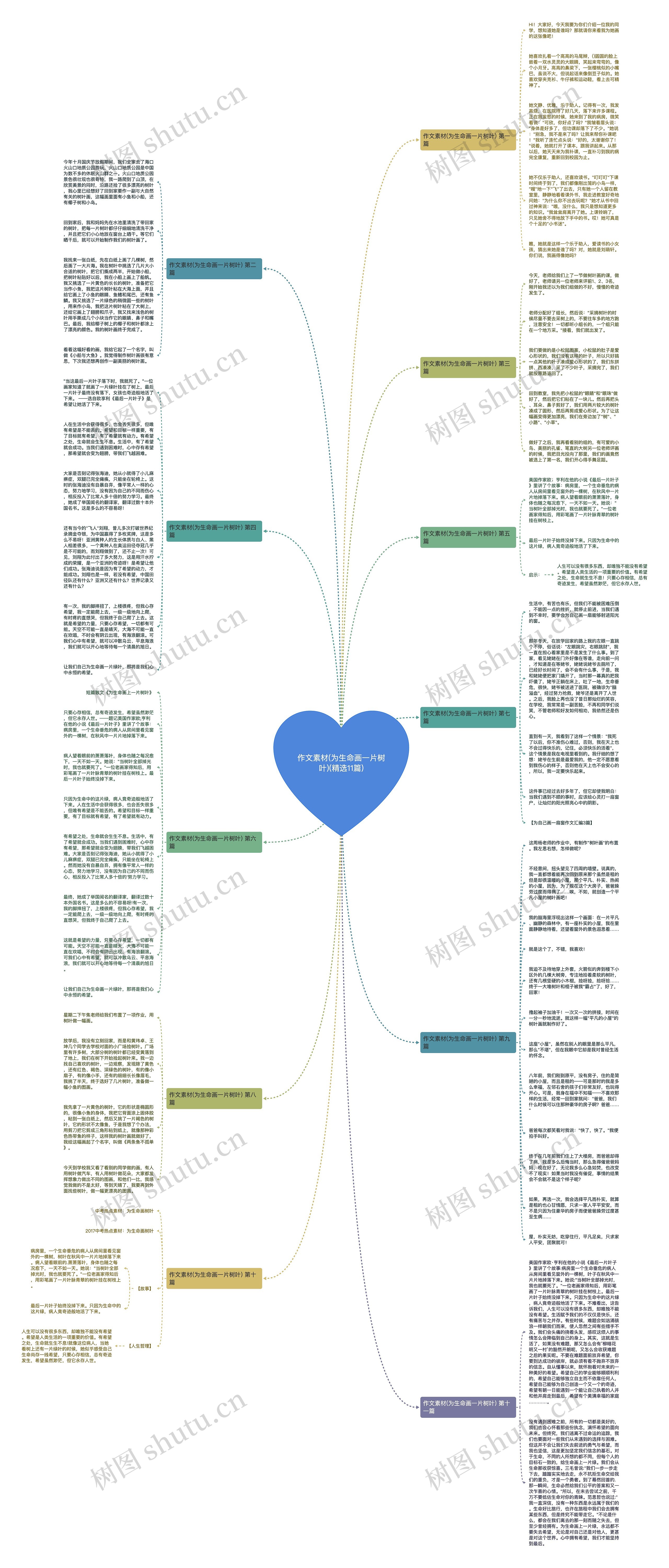 作文素材(为生命画一片树叶)(精选11篇)思维导图