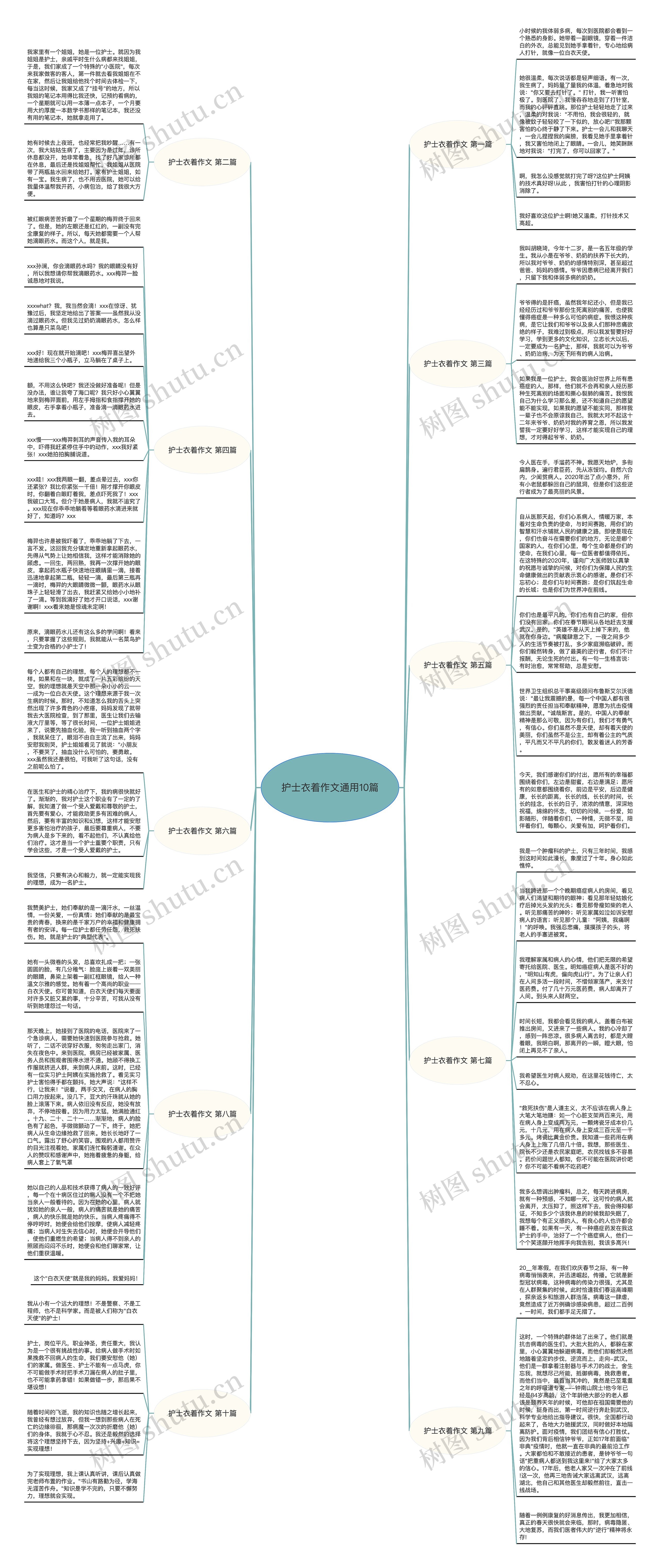 护士衣着作文通用10篇思维导图