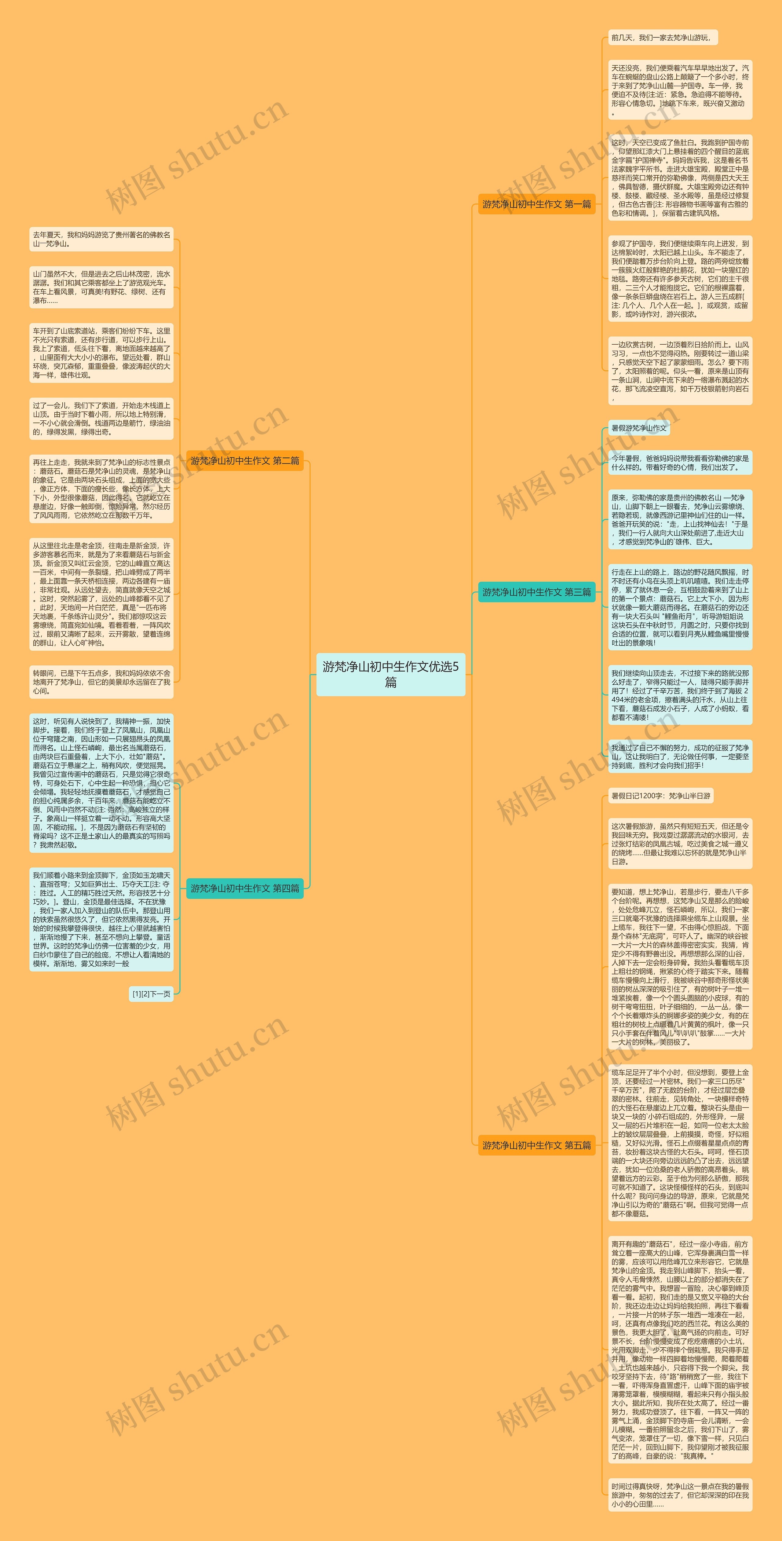 游梵净山初中生作文优选5篇思维导图